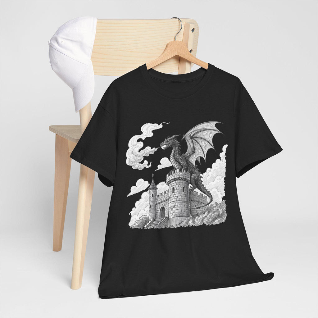 Dragon Castle Graphic Tee: Dungeons and Dragons Cotton T-Shirt