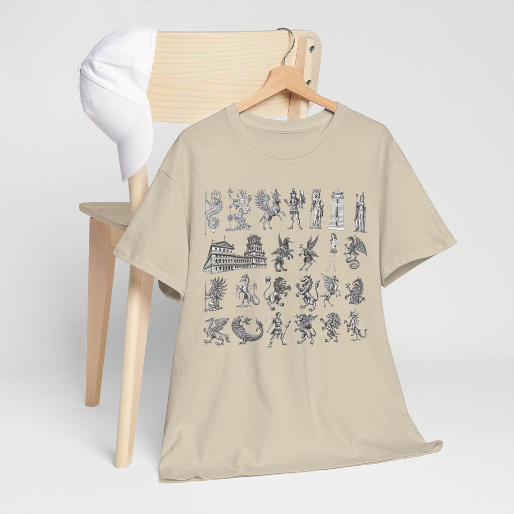 Mythical Creatures Graphic Tee: Medieval Dragon Fantasy Art