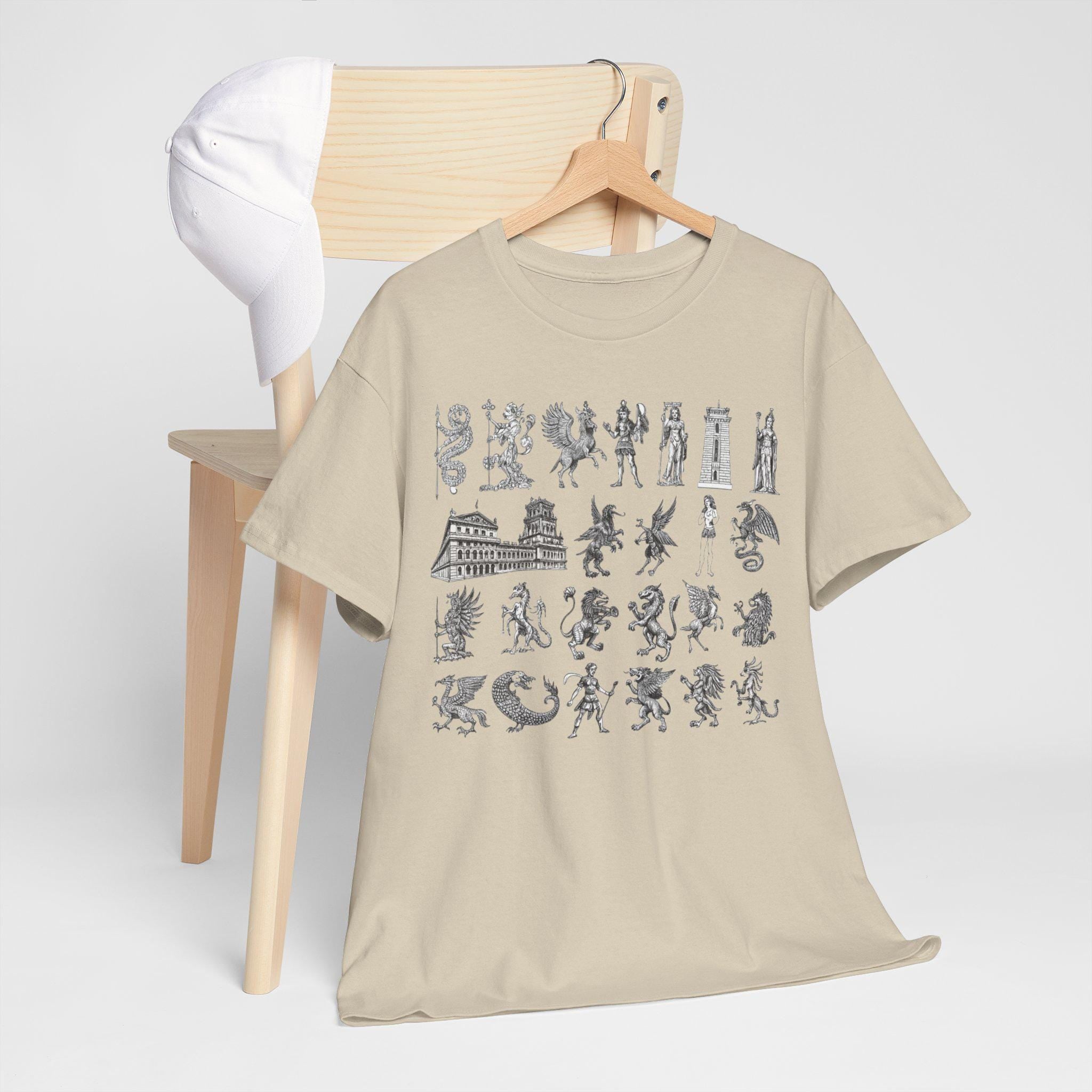 Mythical Creatures Graphic Tee: Medieval Dragon Fantasy Art