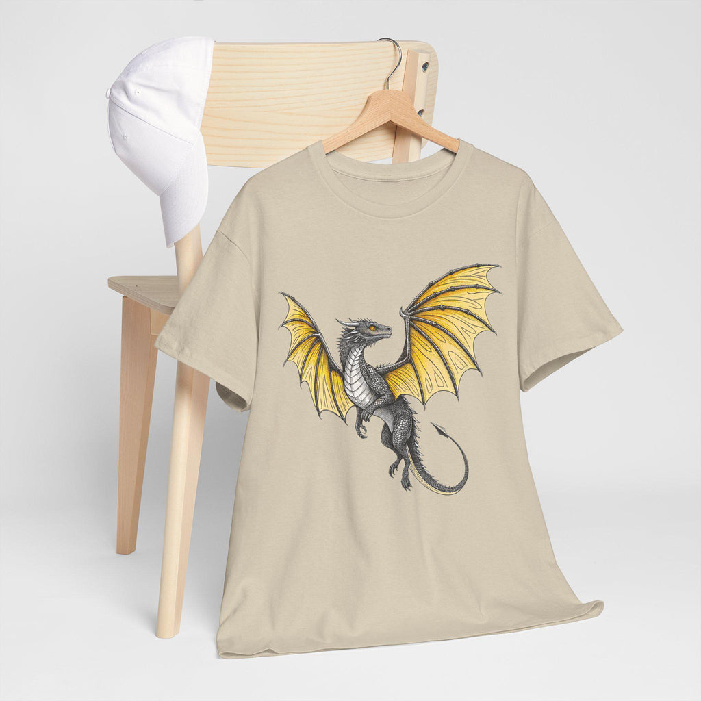 Yellow Dragon Graphic Tee: Medieval Fantasy Unisex T-Shirt