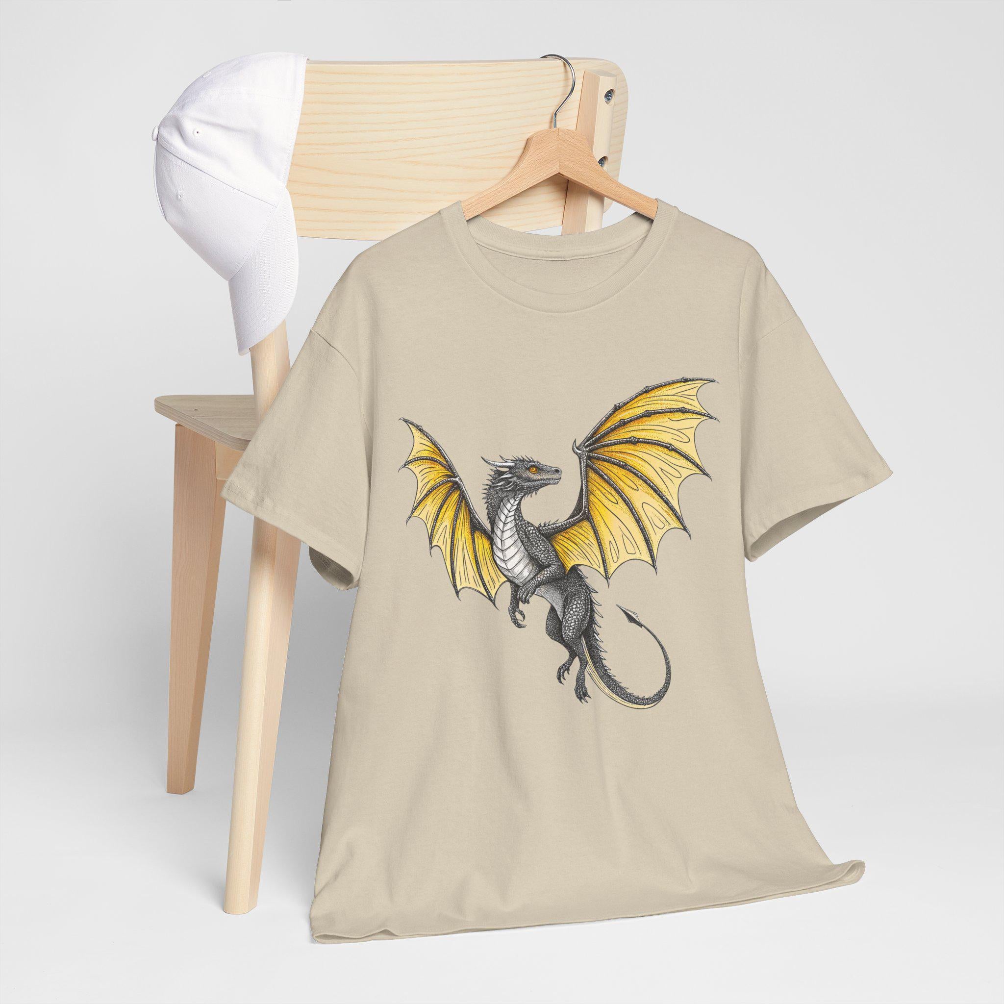 Yellow Dragon Graphic Tee: Medieval Fantasy Unisex T-Shirt