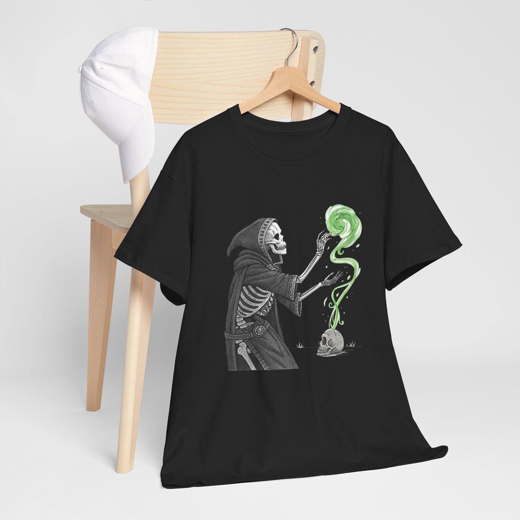 Darth Gothic Skeleton Necromancer Tee: Hand-Drawn Fantasy Graphic