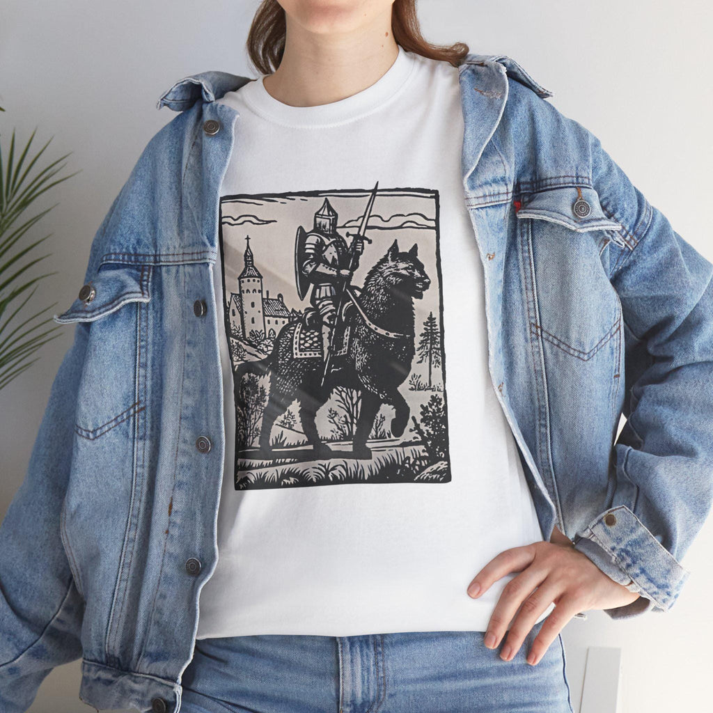 Knight Riding Cat T-Shirt: Castlecore Medieval Graphic Tee