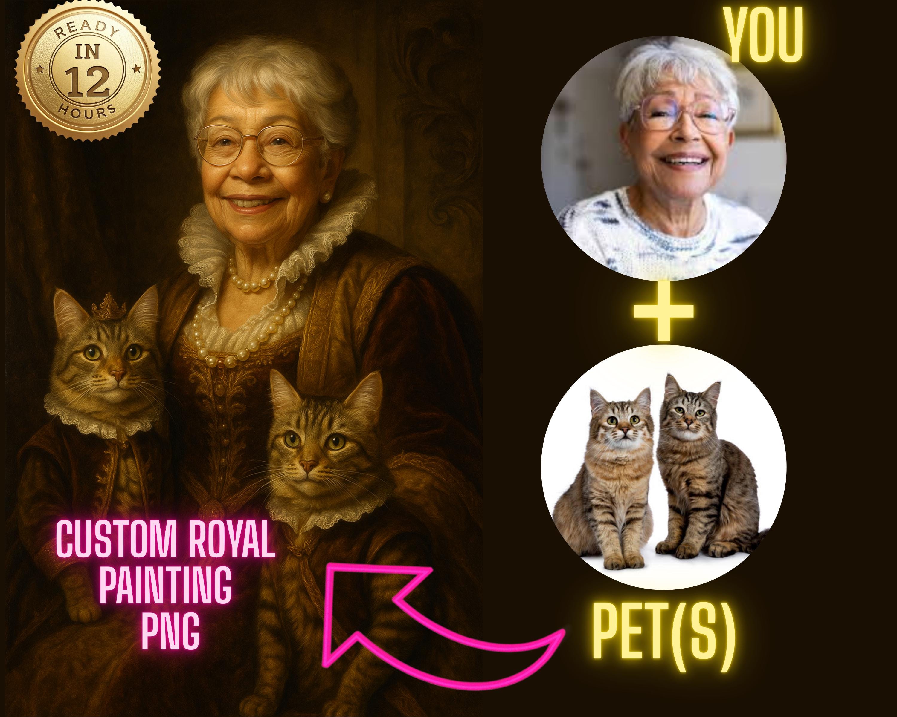 Custom Royal Pet Portrait: Renaissance Style Digital Painting (PNG Download)