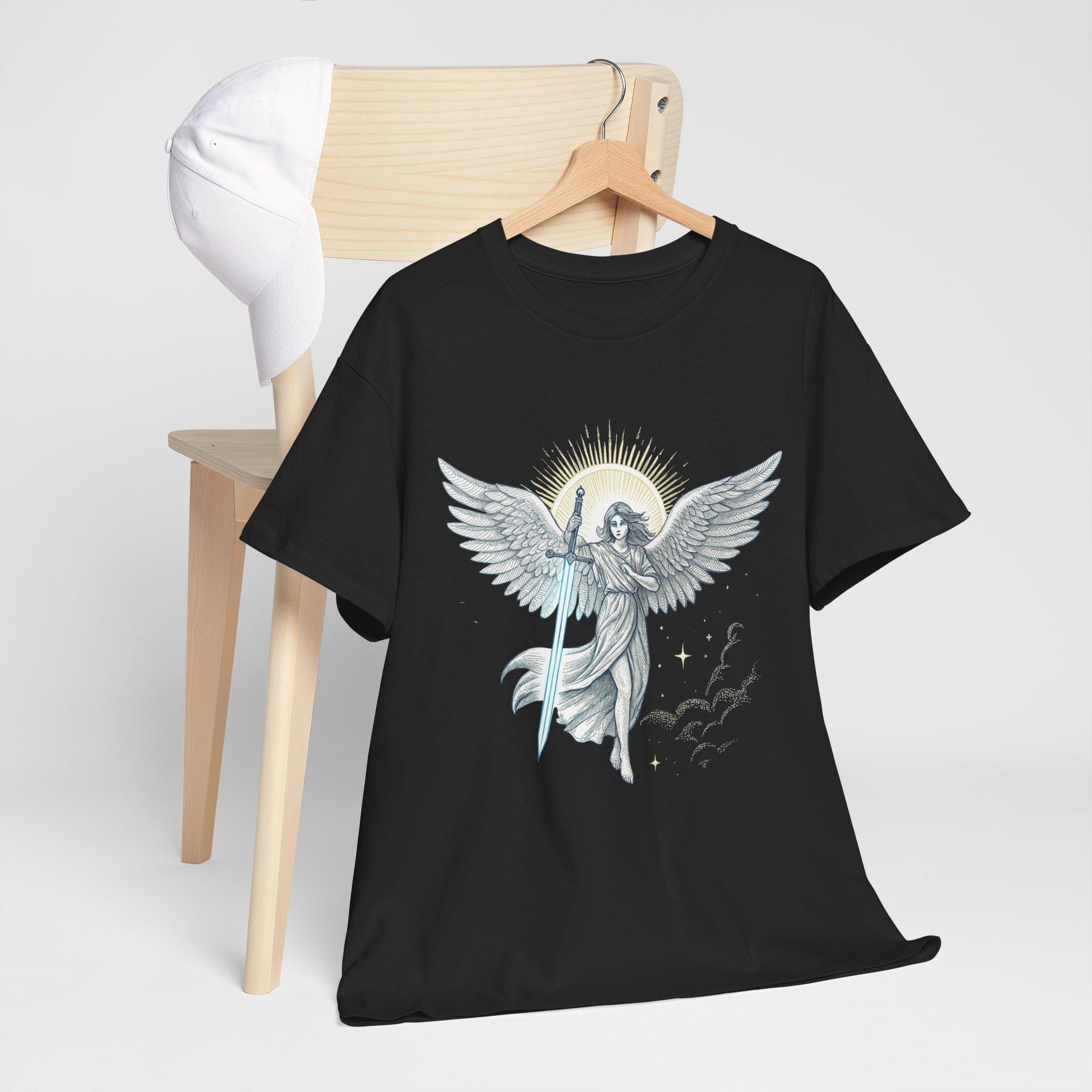 Ethereal Angel Graphic Tee: Hand-Drawn Fantasy Design