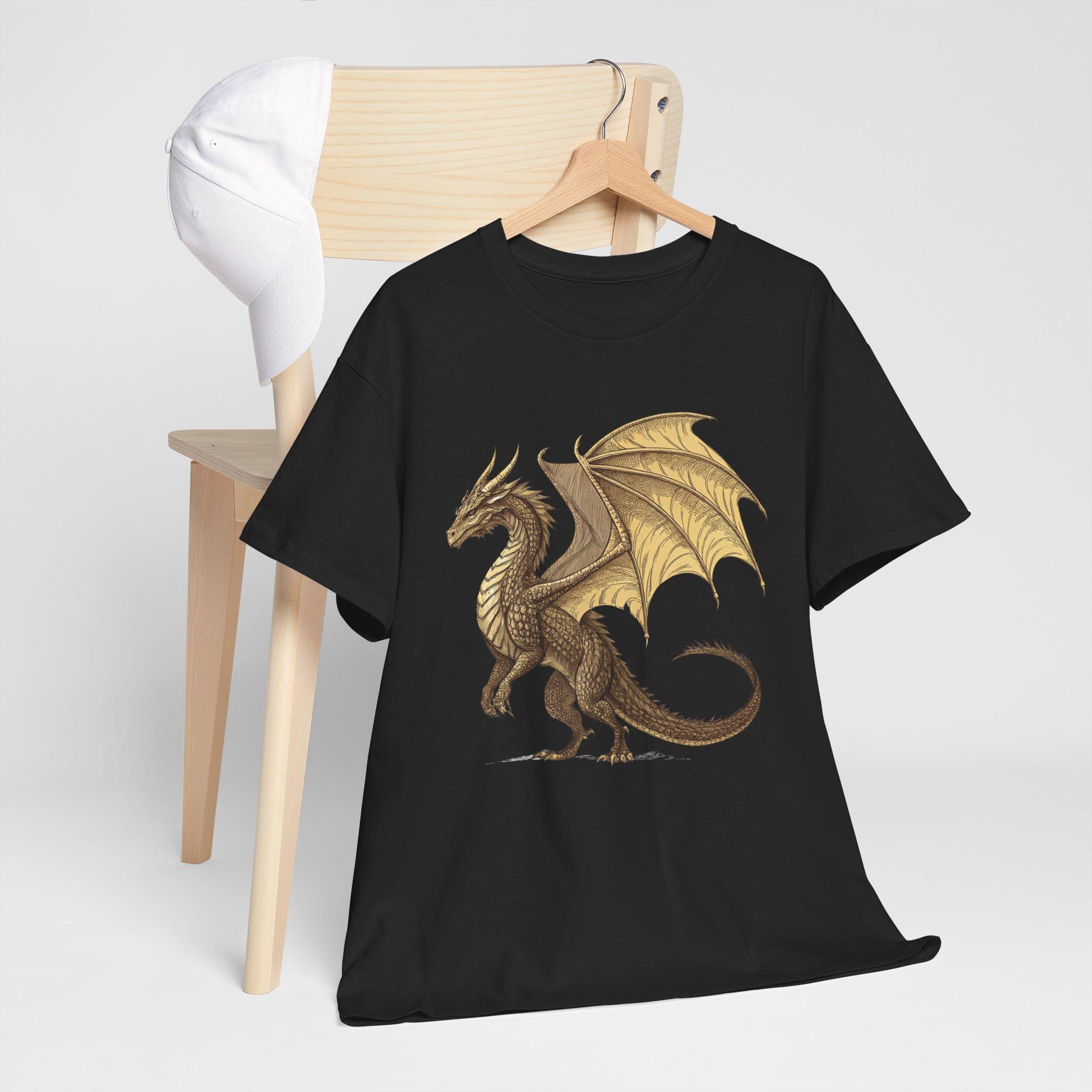 Golden Dragon Graphic Tee: Medieval Fantasy Shirt