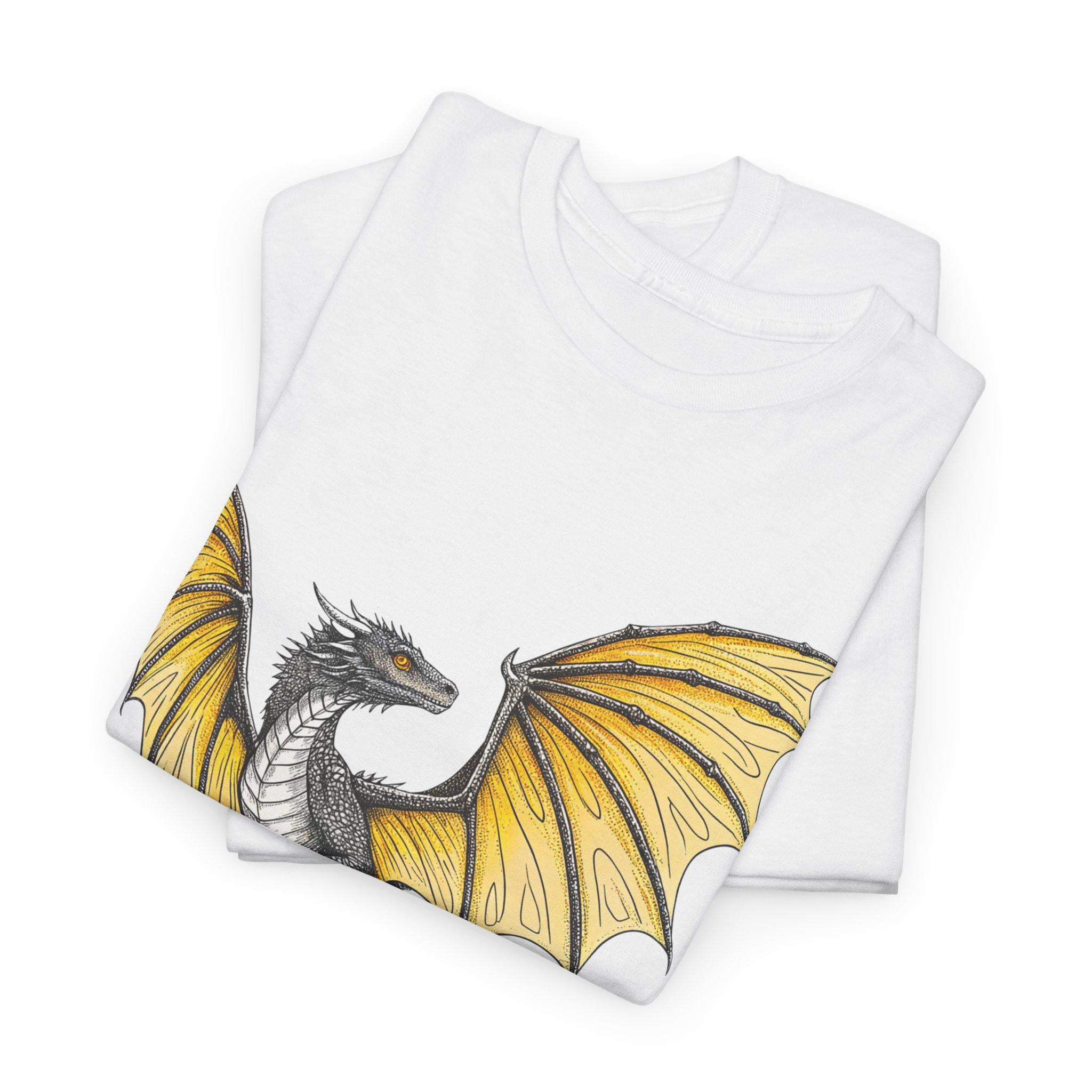 Yellow Dragon Graphic Tee: Medieval Fantasy Unisex T-Shirt