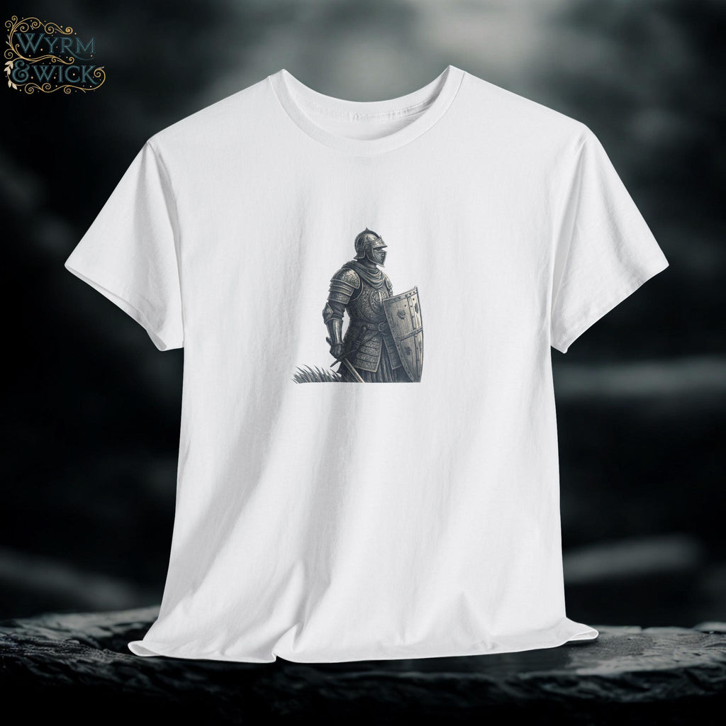 Armored Knight Unisex Cotton Tee: Battle-Ready Renaissance Style