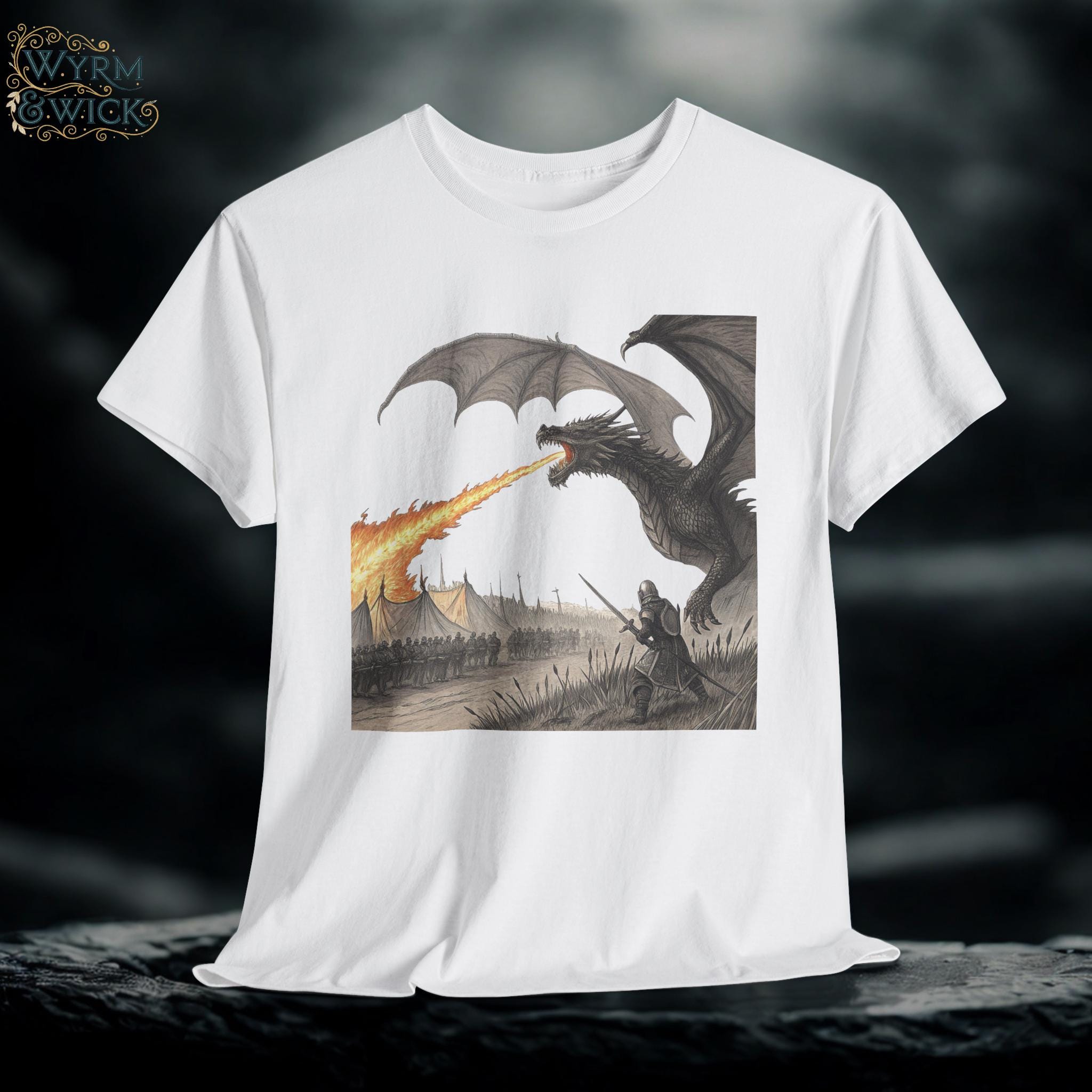 Dragon's Fire Graphic Tee: Mythical Cotton Dragon Shirt