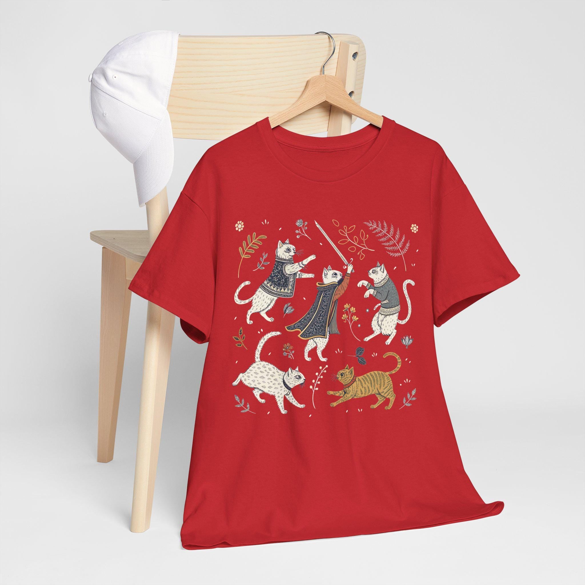 Medieval Cats Graphic Tee: Fantasy Renaissance T-Shirt