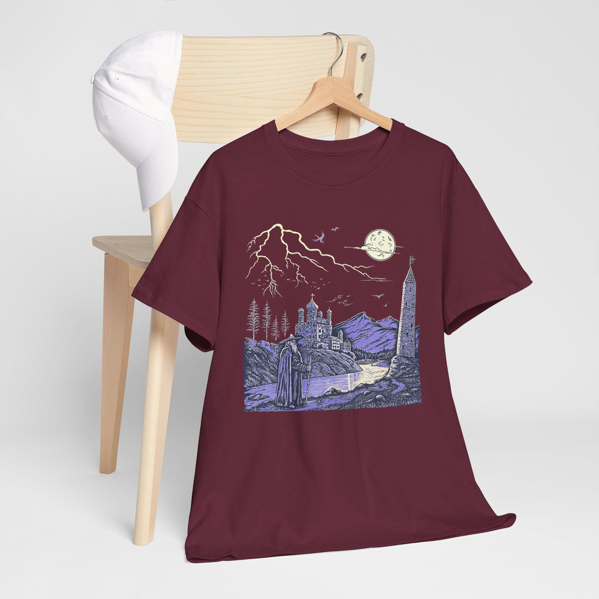 Medieval Wizard Graphic Tee: Dark Gothic Castlecore Cotton Shirt