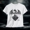 Gothic Dragon Graphic Tee: Hand-Drawn Fantasy Medieval Shirt