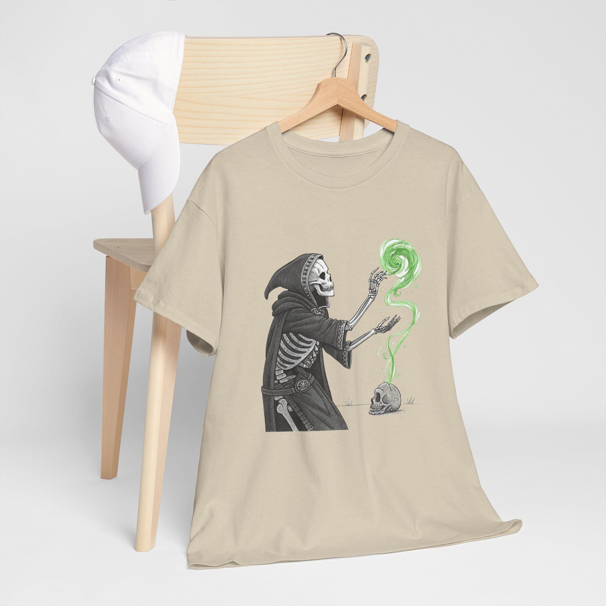 Darth Gothic Skeleton Necromancer Tee: Hand-Drawn Fantasy Graphic