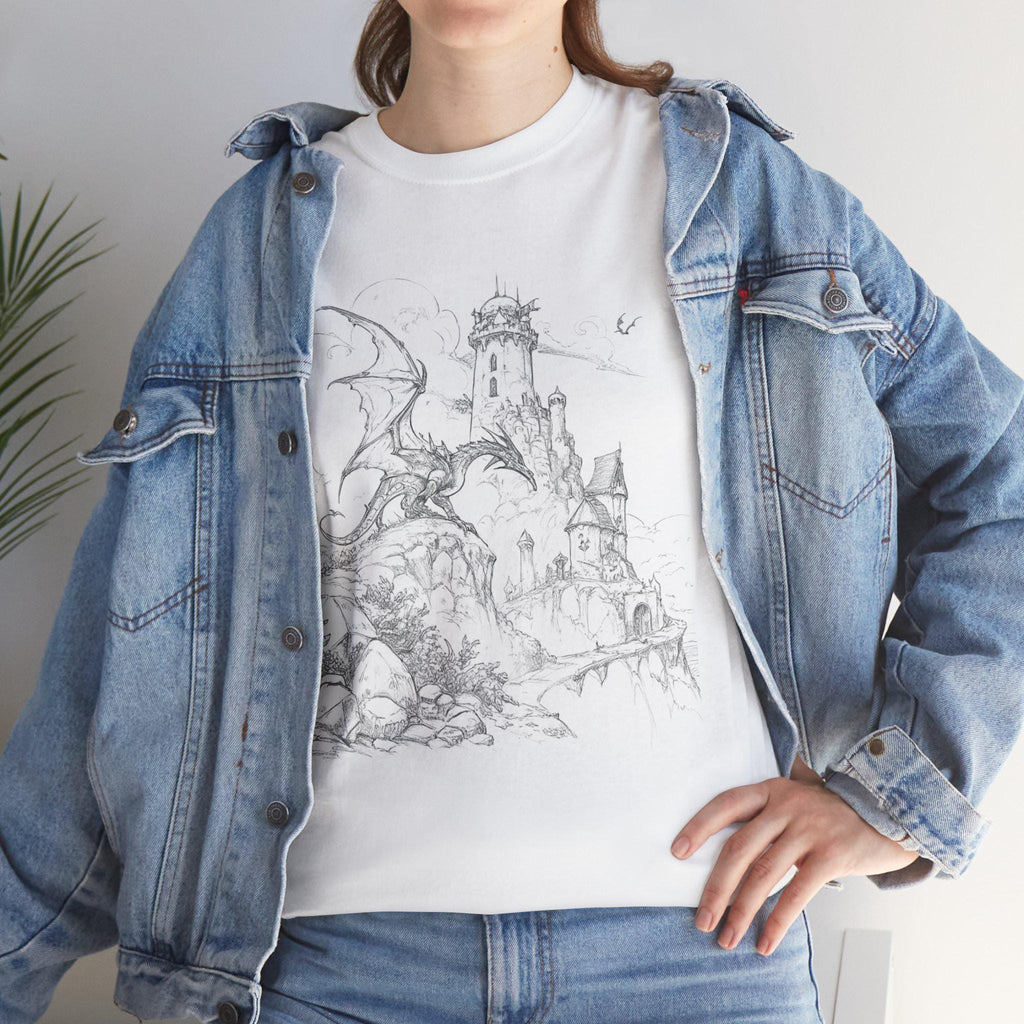 Dragon Castle Graphic Tee: Medieval Fantasy Shirt