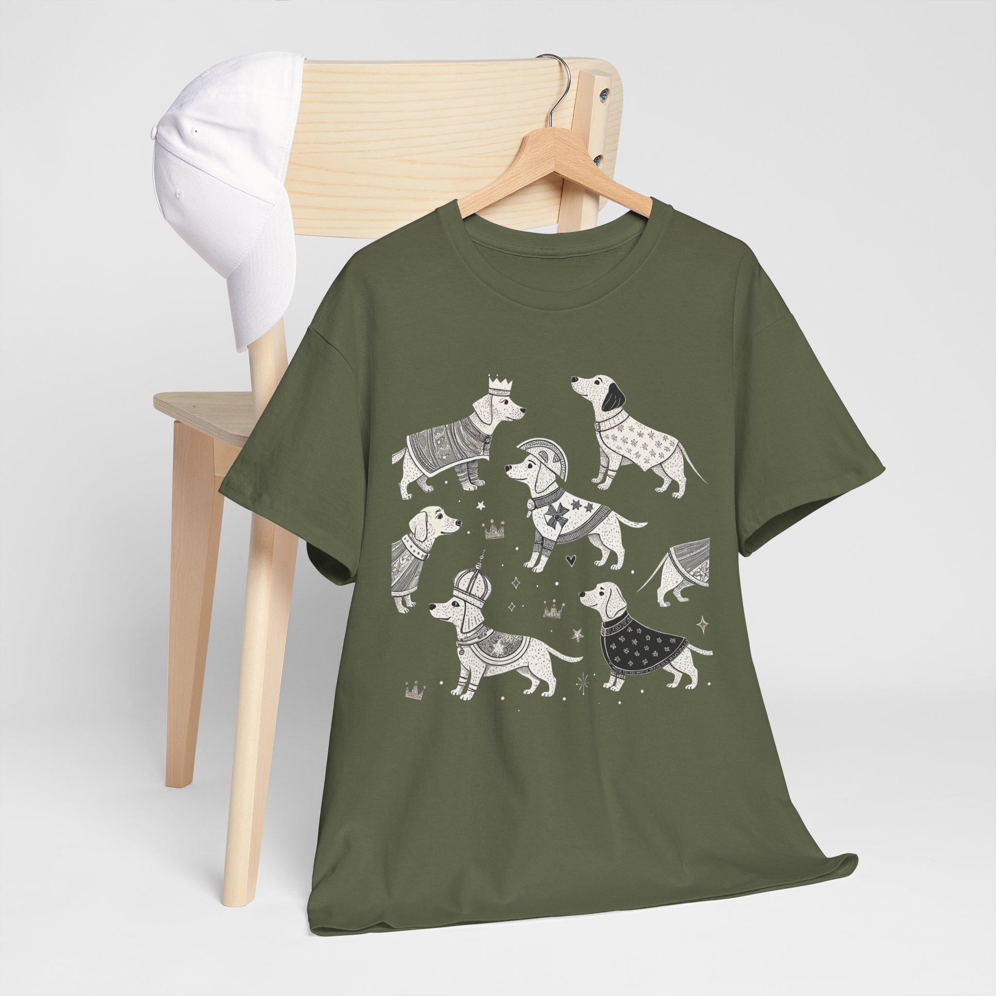 Medieval Dogs Graphic Tee: Renaissance Faire White Ink T-Shirt