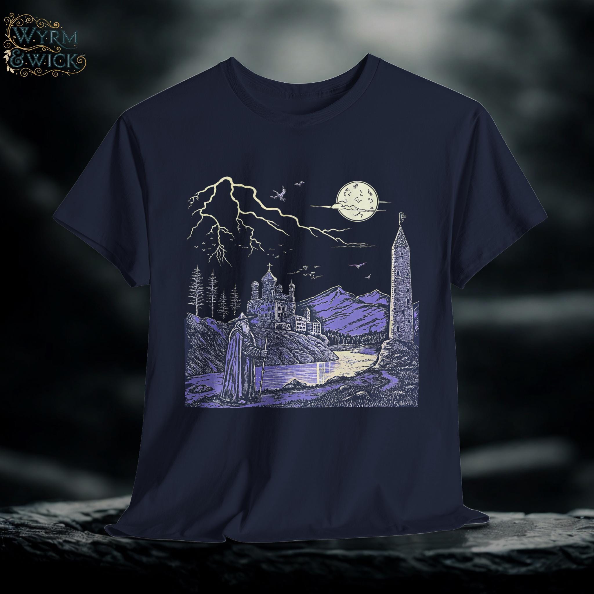 Medieval Wizard Graphic Tee: Dark Gothic Castlecore Cotton Shirt