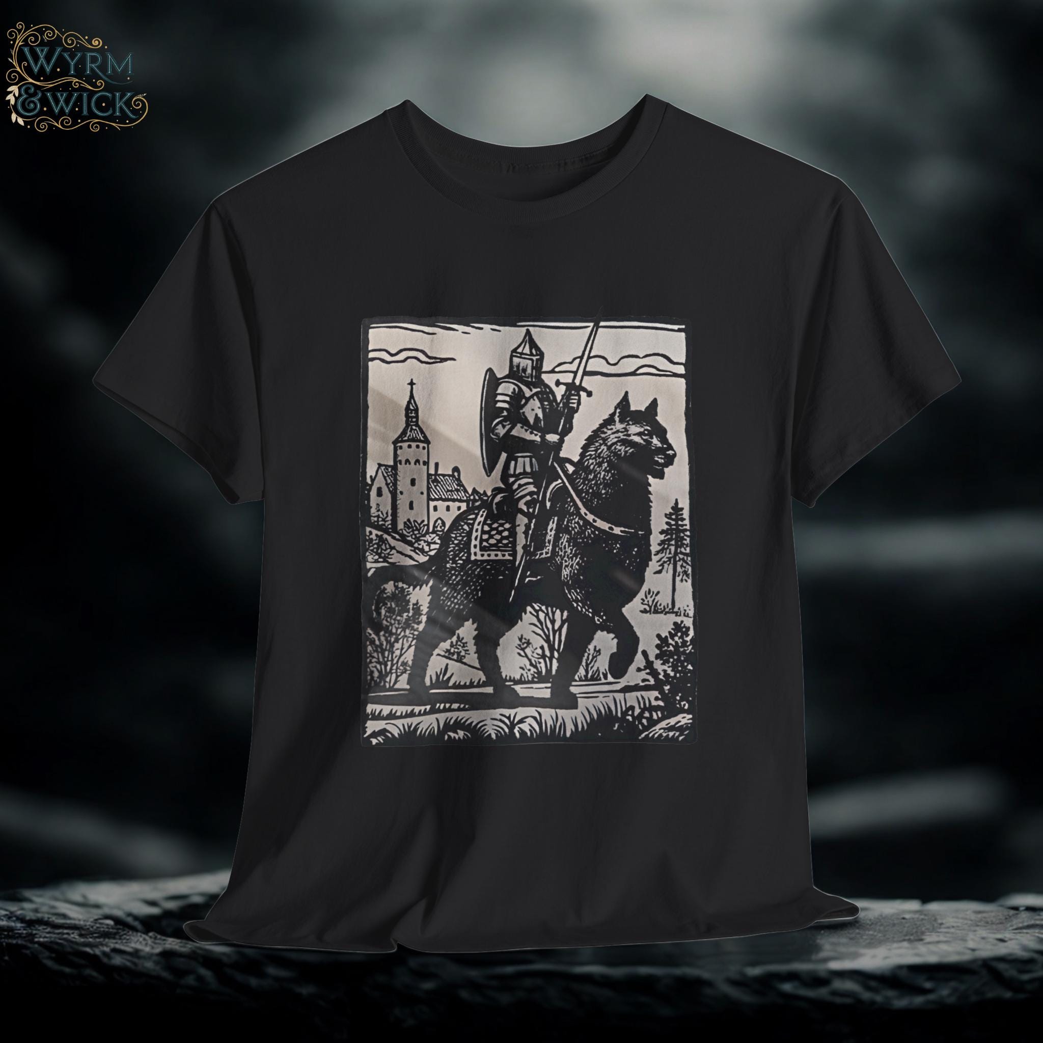 Knight Riding Cat T-Shirt: Castlecore Medieval Graphic Tee