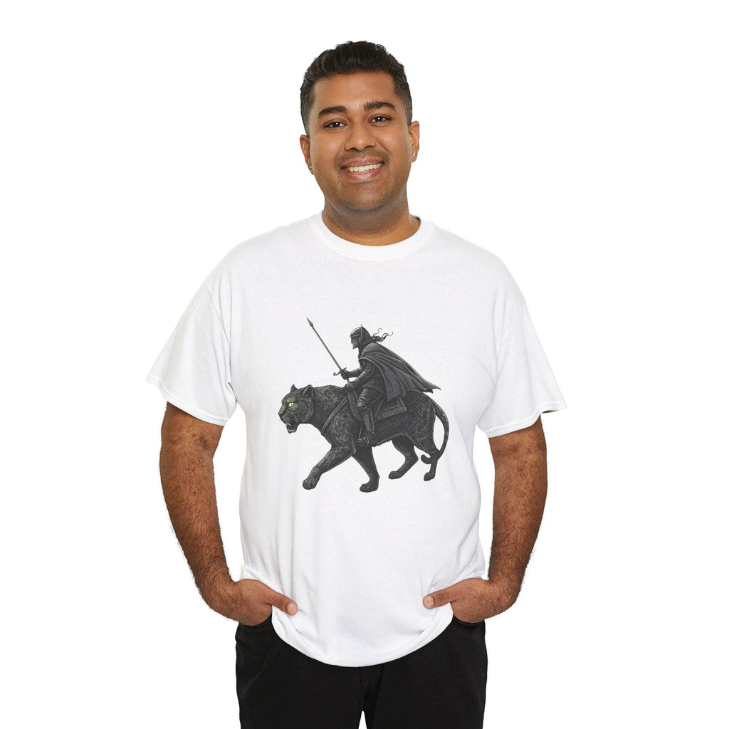 Black Panther Knight T-Shirt: Hand-Drawn Medieval Fantasy Graphic Tee