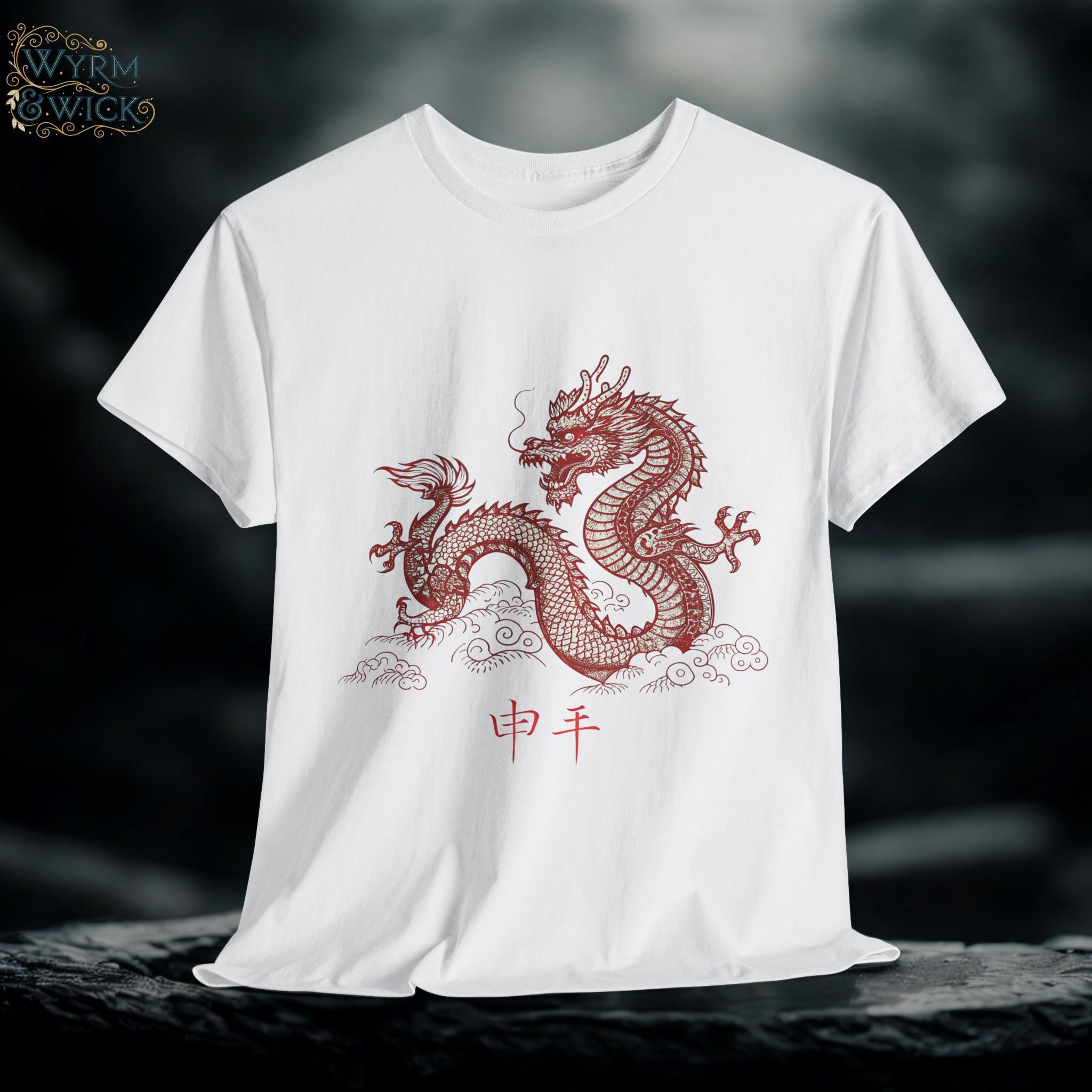 Japanese Red Dragon Graphic Tee: Fantasy Mythical T-Shirt