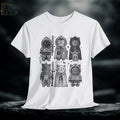 Medieval Cats Graphic Tee: Hand-Drawn Mystical Feline Shirt