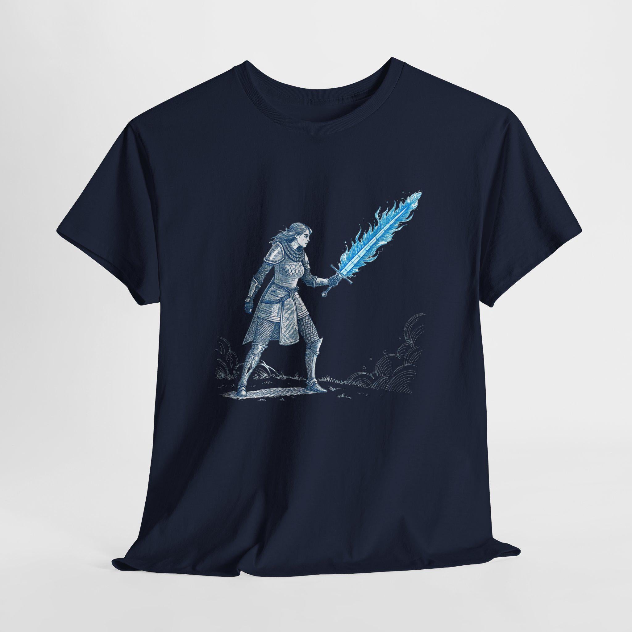 Female Knight T-Shirt: Medieval Sword Fantasy Graphic Tee
