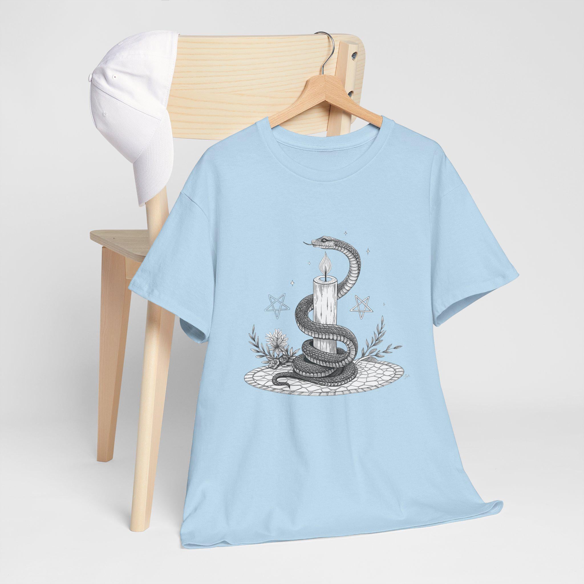 Mythical Serpent Graphic Tee: Hand-Drawn Fantasy Snake Shirt