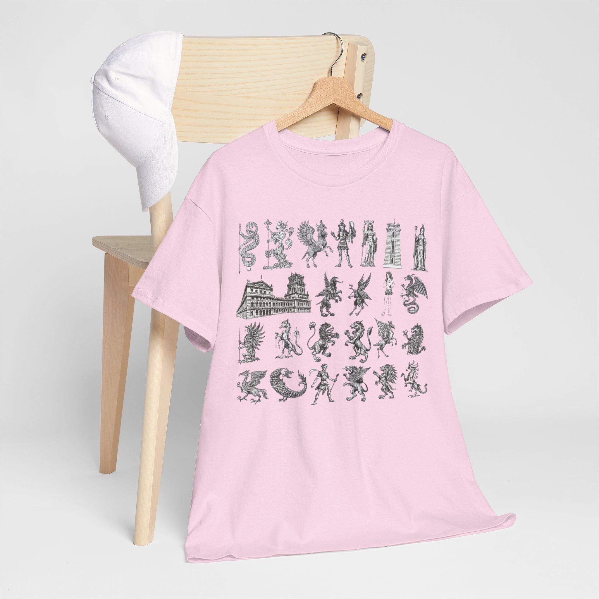 Mythical Creatures Graphic Tee: Medieval Dragon Fantasy Art