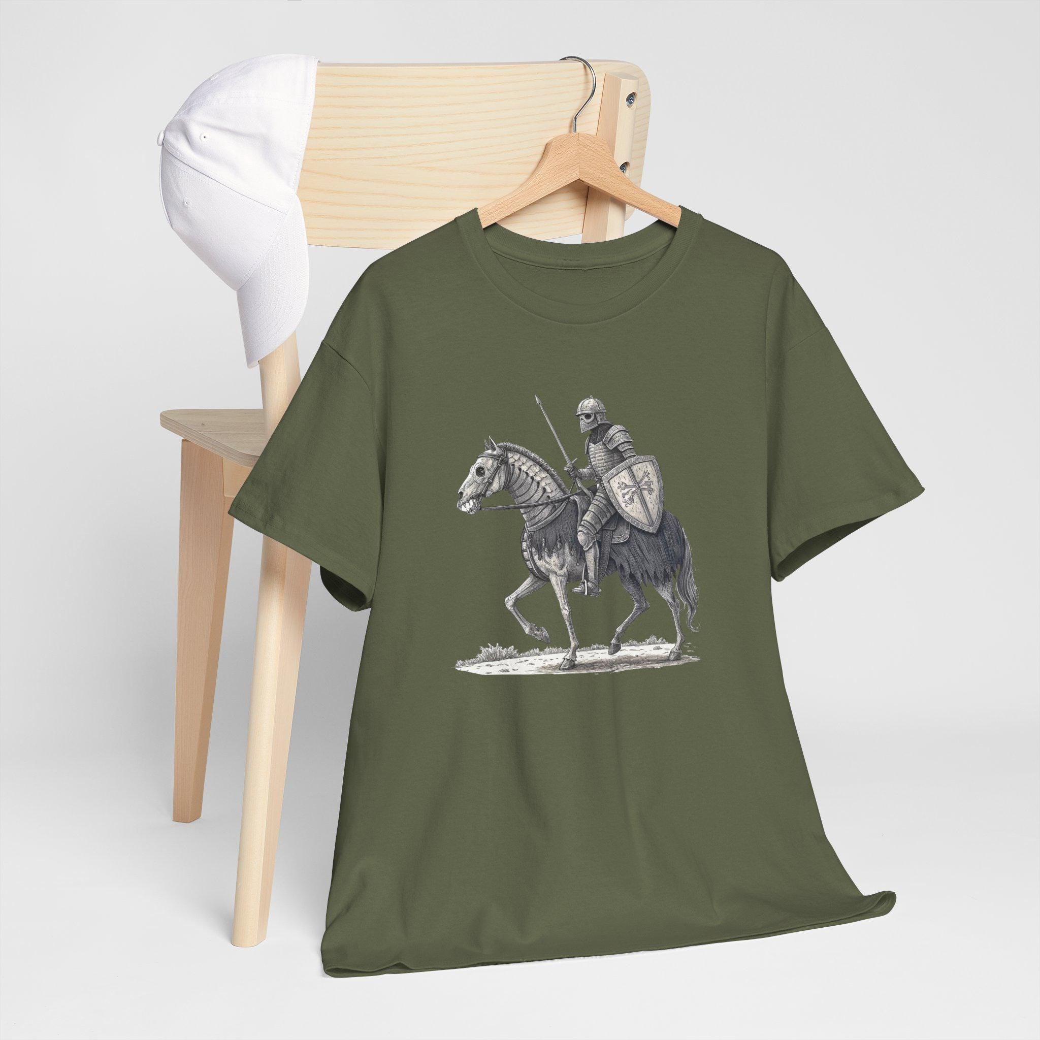 Undead Knight & Horse Graphic Tee: Fantasy Gothic T-Shirt