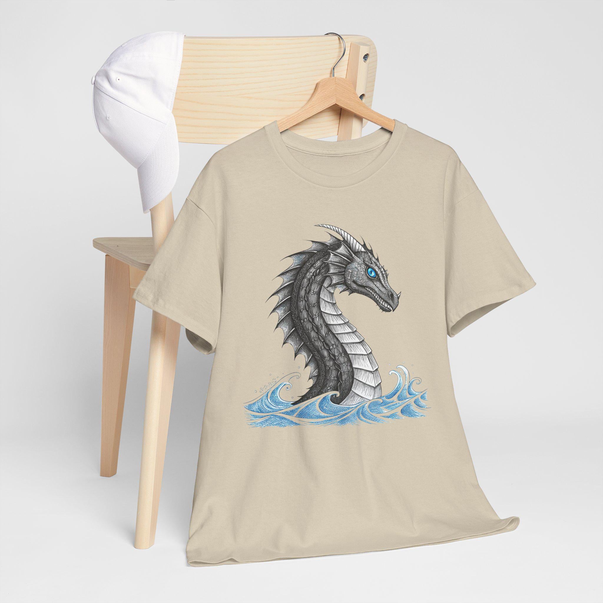 Sea Serpent Graphic Tee: Medieval Fantasy Cotton T-Shirt