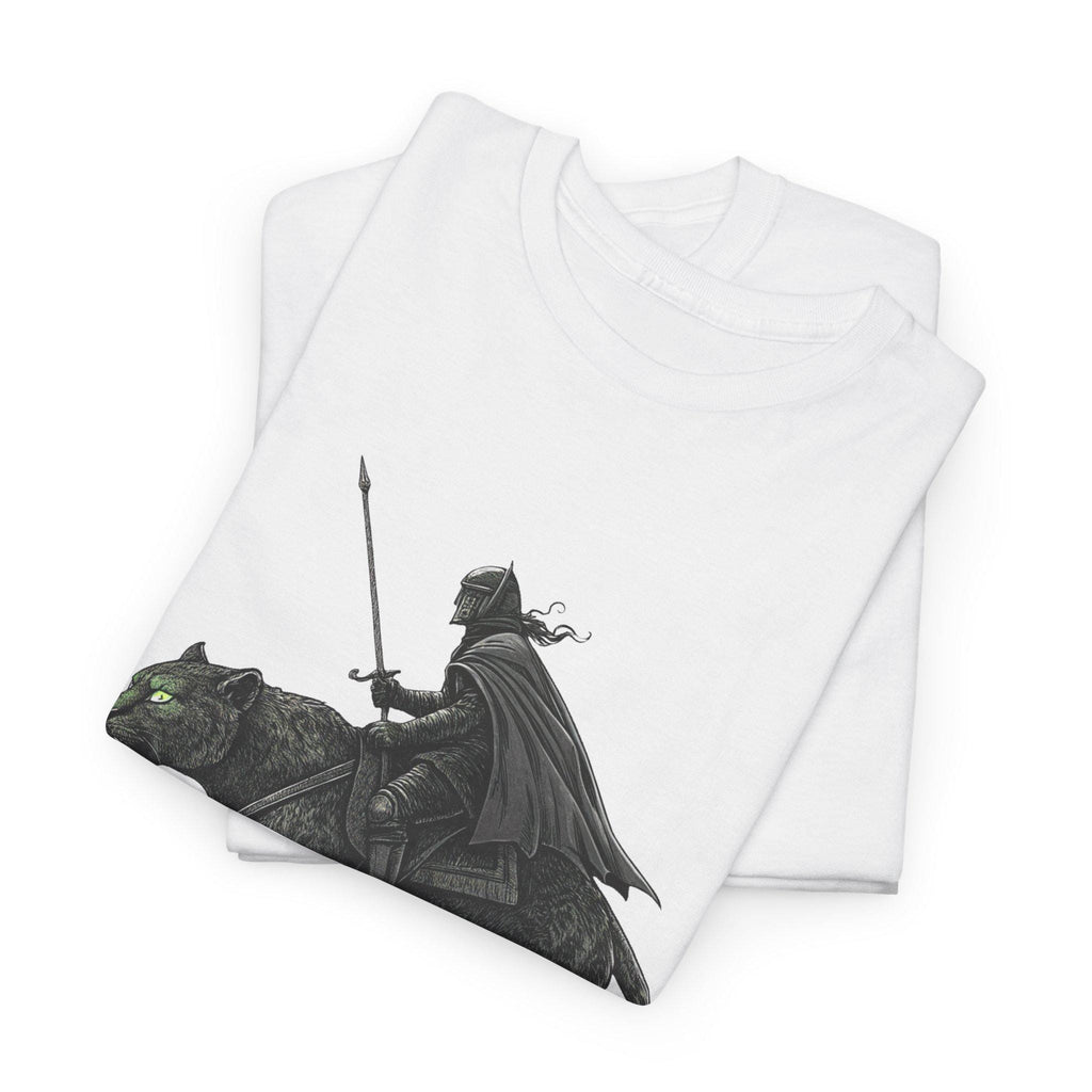 Black Panther Knight T-Shirt: Hand-Drawn Medieval Fantasy Graphic Tee