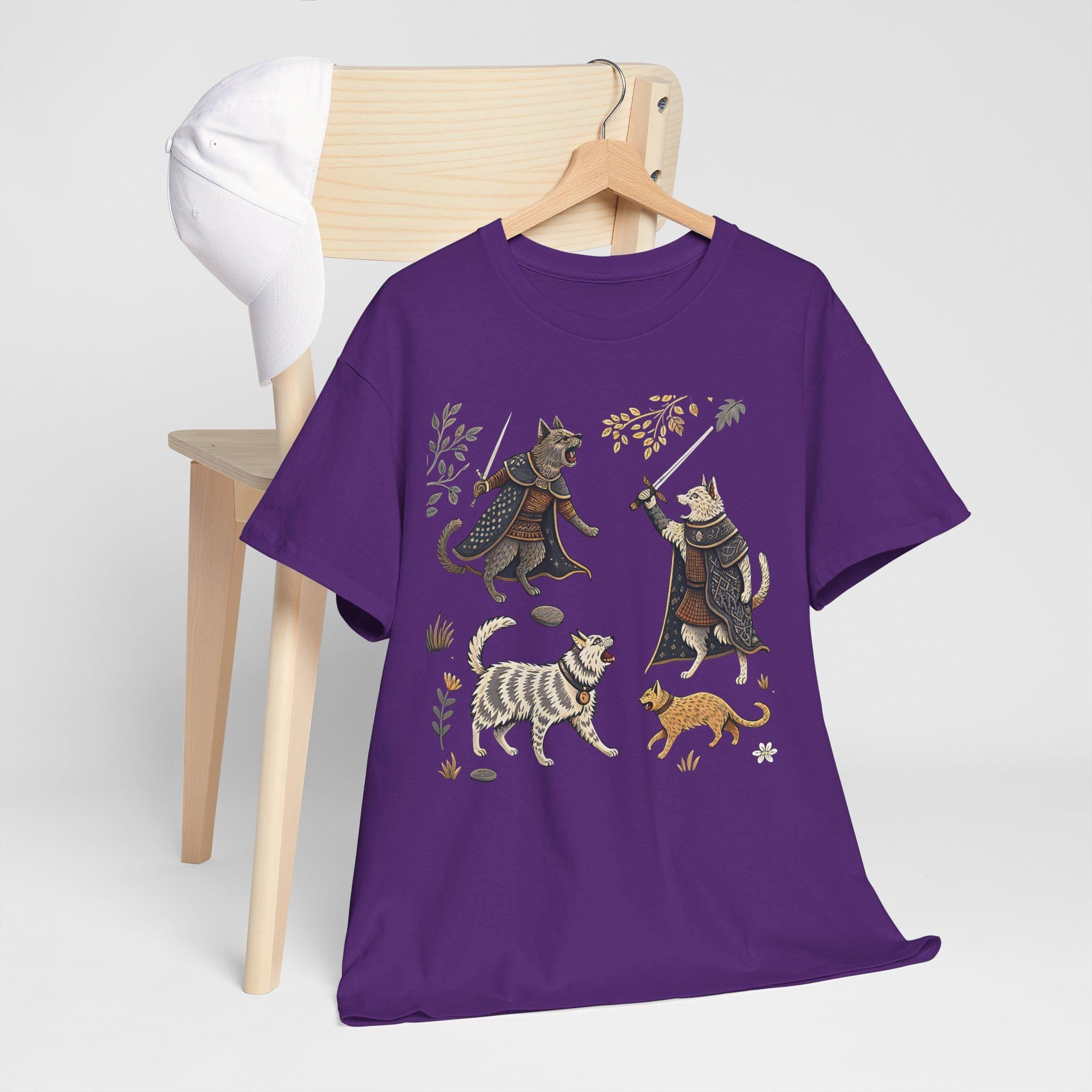 Medieval Cats and Dogs Graphic Tee: Castlecore Gothic Fantasy Shirt