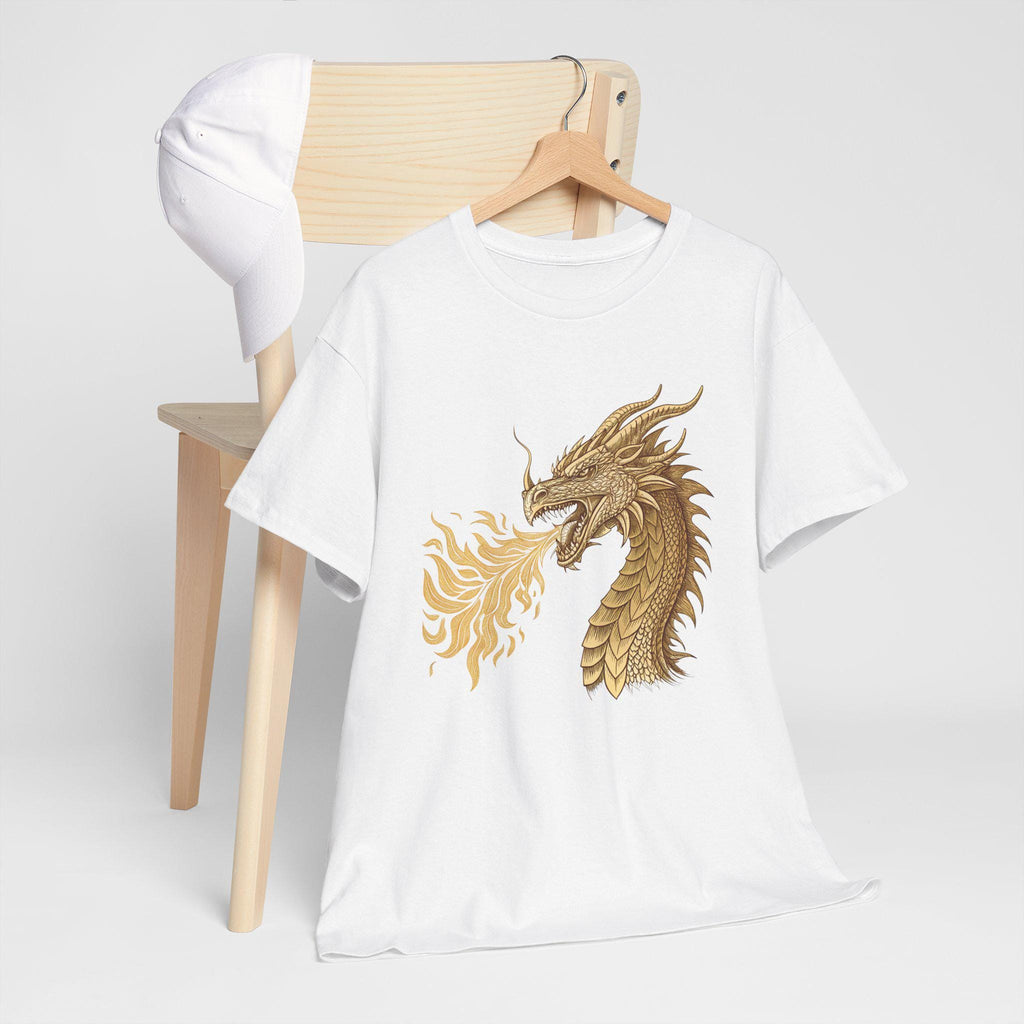 Golden Dragon Head Graphic Tee: Medieval Gothic Fantasy Shirt