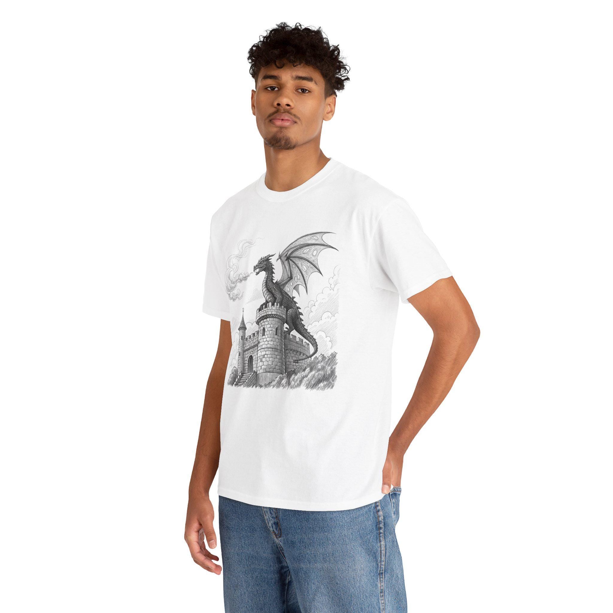 Dragon Castle Graphic Tee: Dungeons and Dragons Cotton T-Shirt