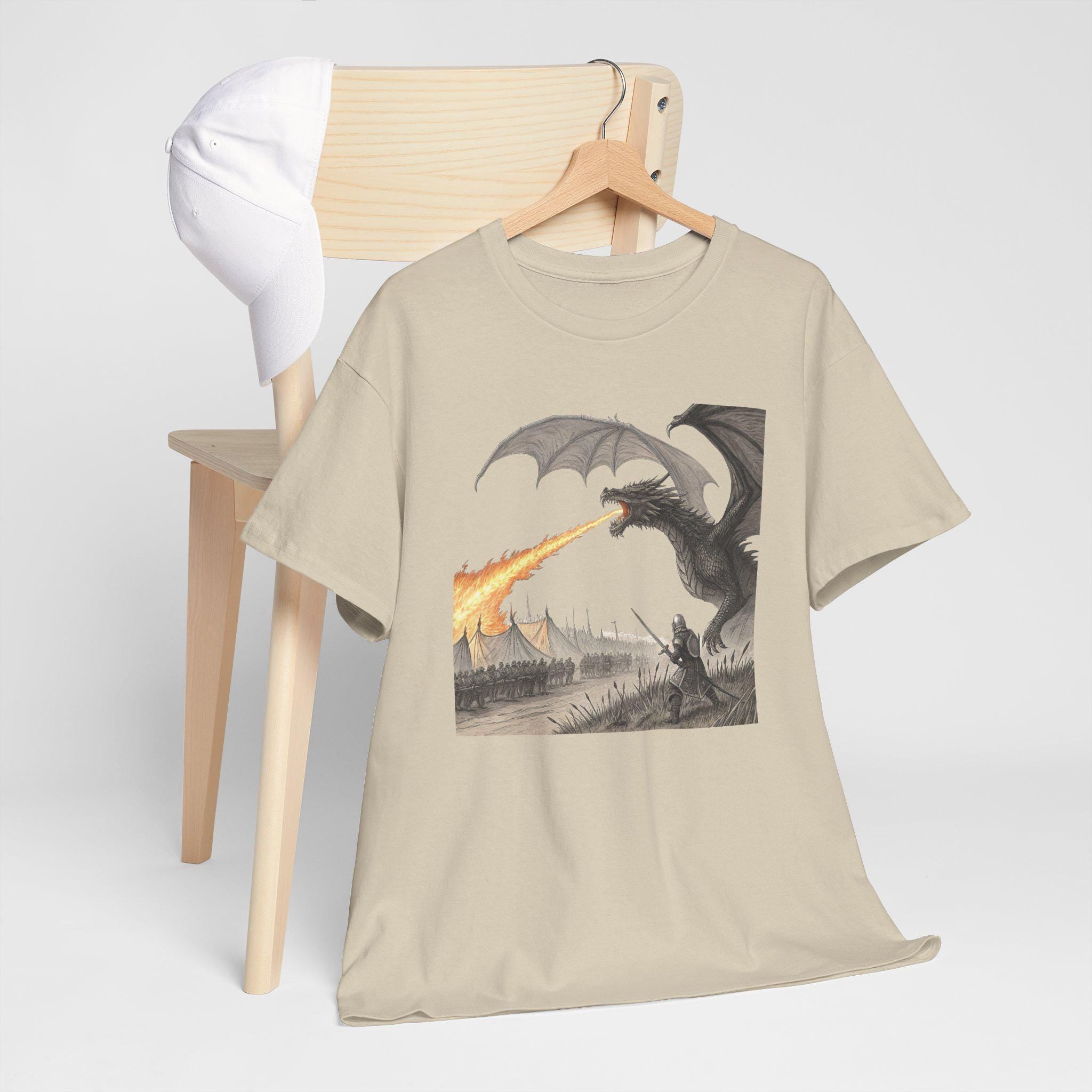 Dragon's Fire Graphic Tee: Mythical Cotton Dragon Shirt