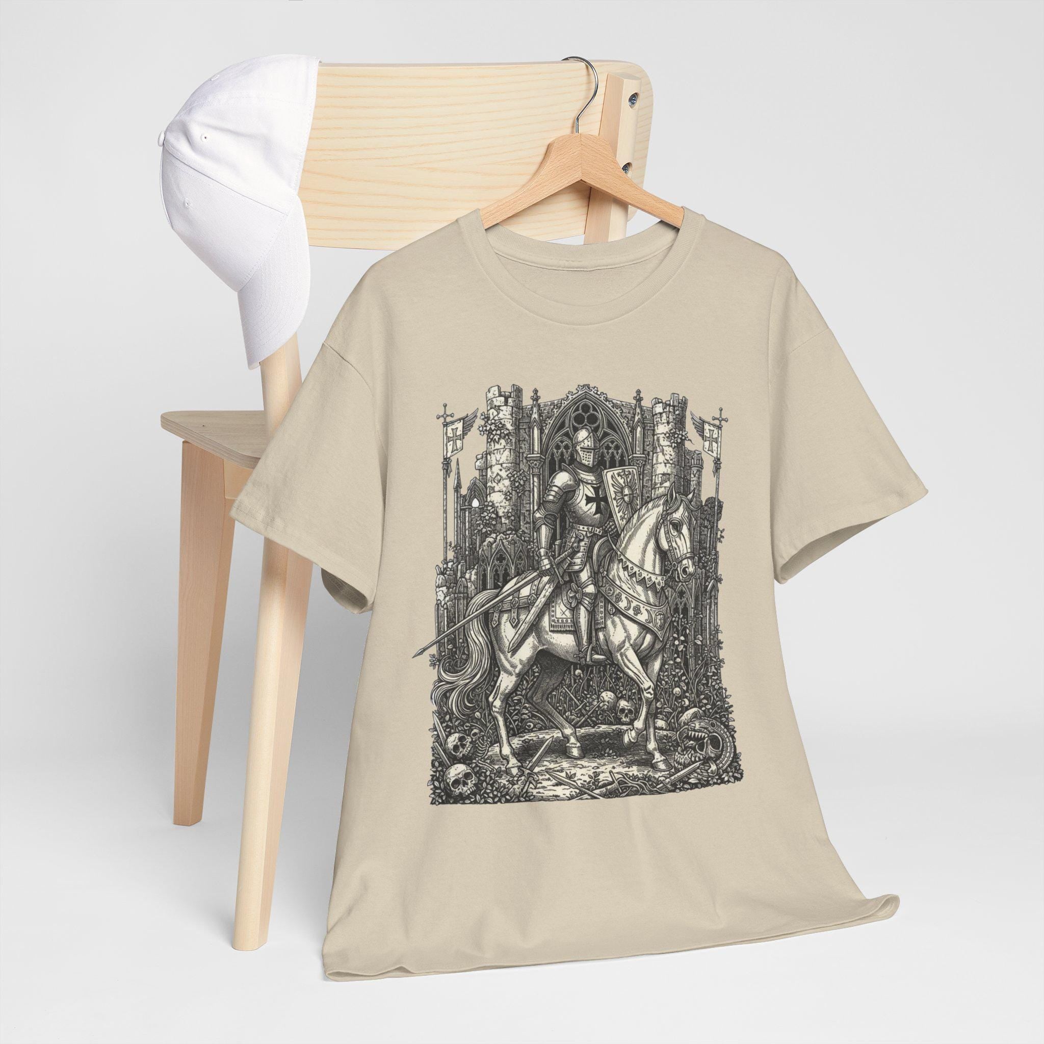 Knight Cavalry Riding Horse T-Shirt | Castlecore Medieval Armor Graphic Tee