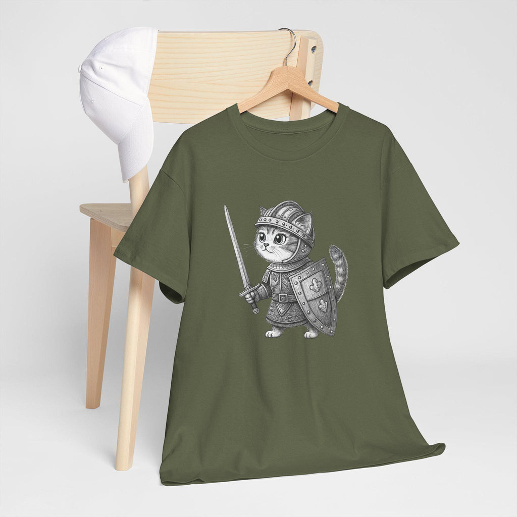 Armored Cat T-Shirt: Medieval Kitten Fantasy Graphic Tee