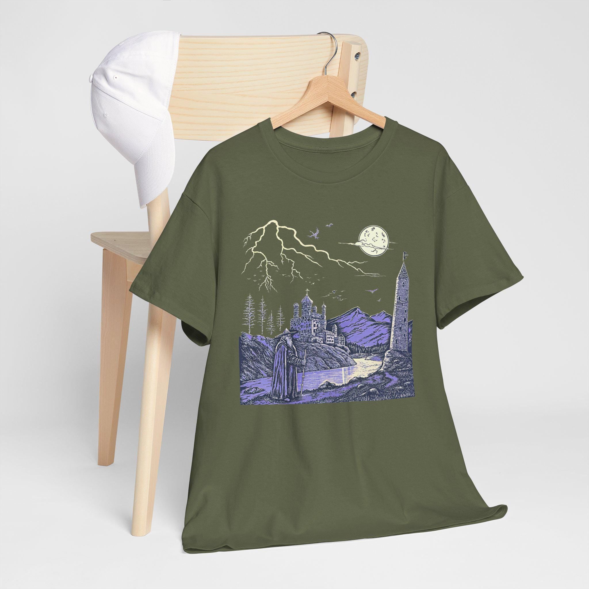 Medieval Wizard Graphic Tee: Dark Gothic Castlecore Cotton Shirt
