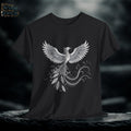 Gothic Phoenix Graphic Tee: White Ink Fantasy Bird Shirt