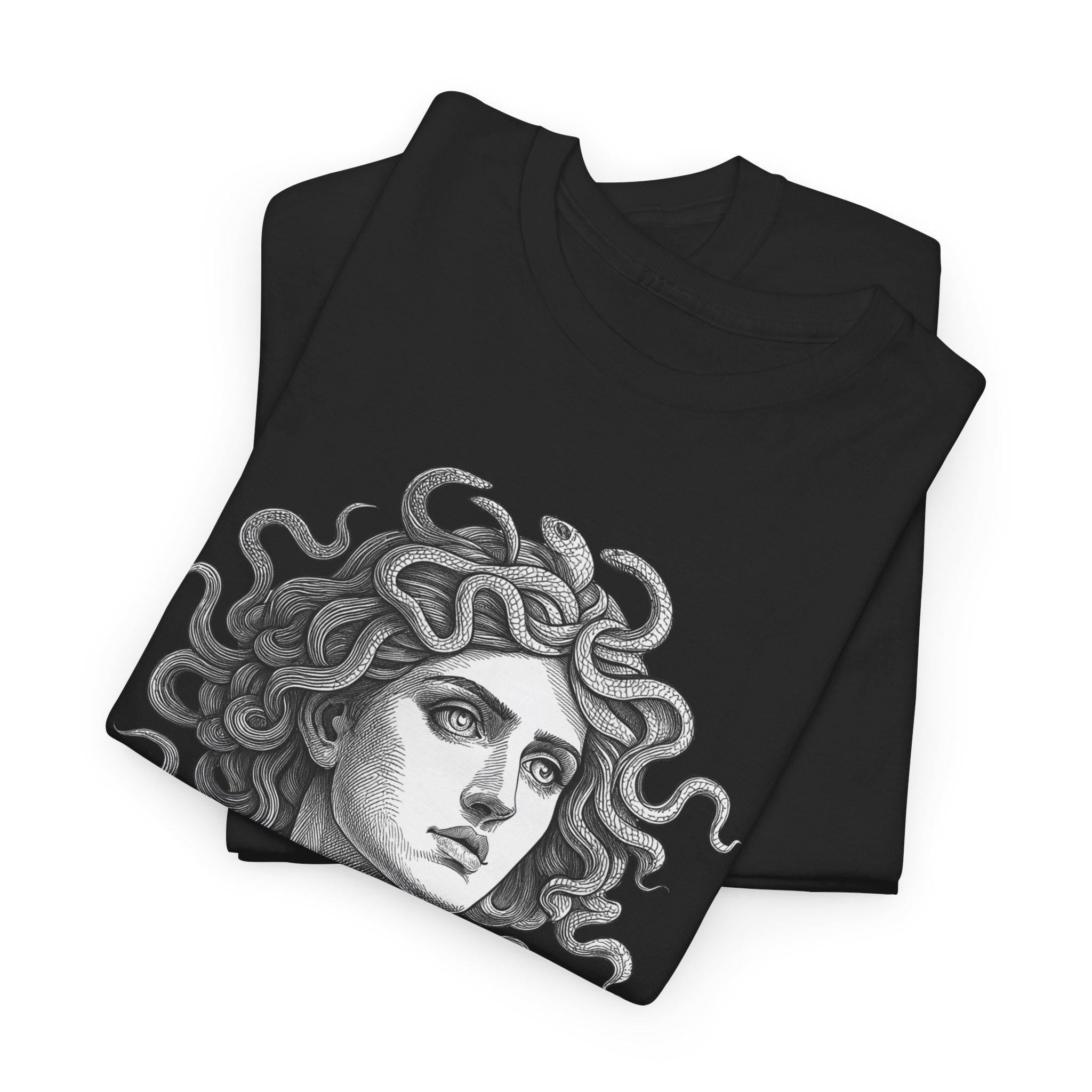 Medusa Graphic Tee: Hand-Drawn Gothic Fantasy Unisex Shirt