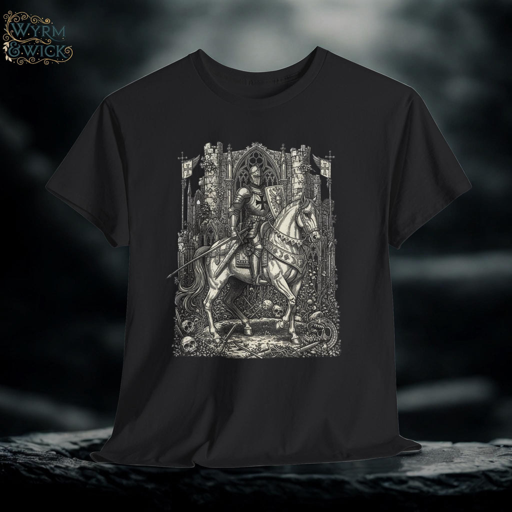 Knight Cavalry Riding Horse T-Shirt | Castlecore Medieval Armor Graphic Tee