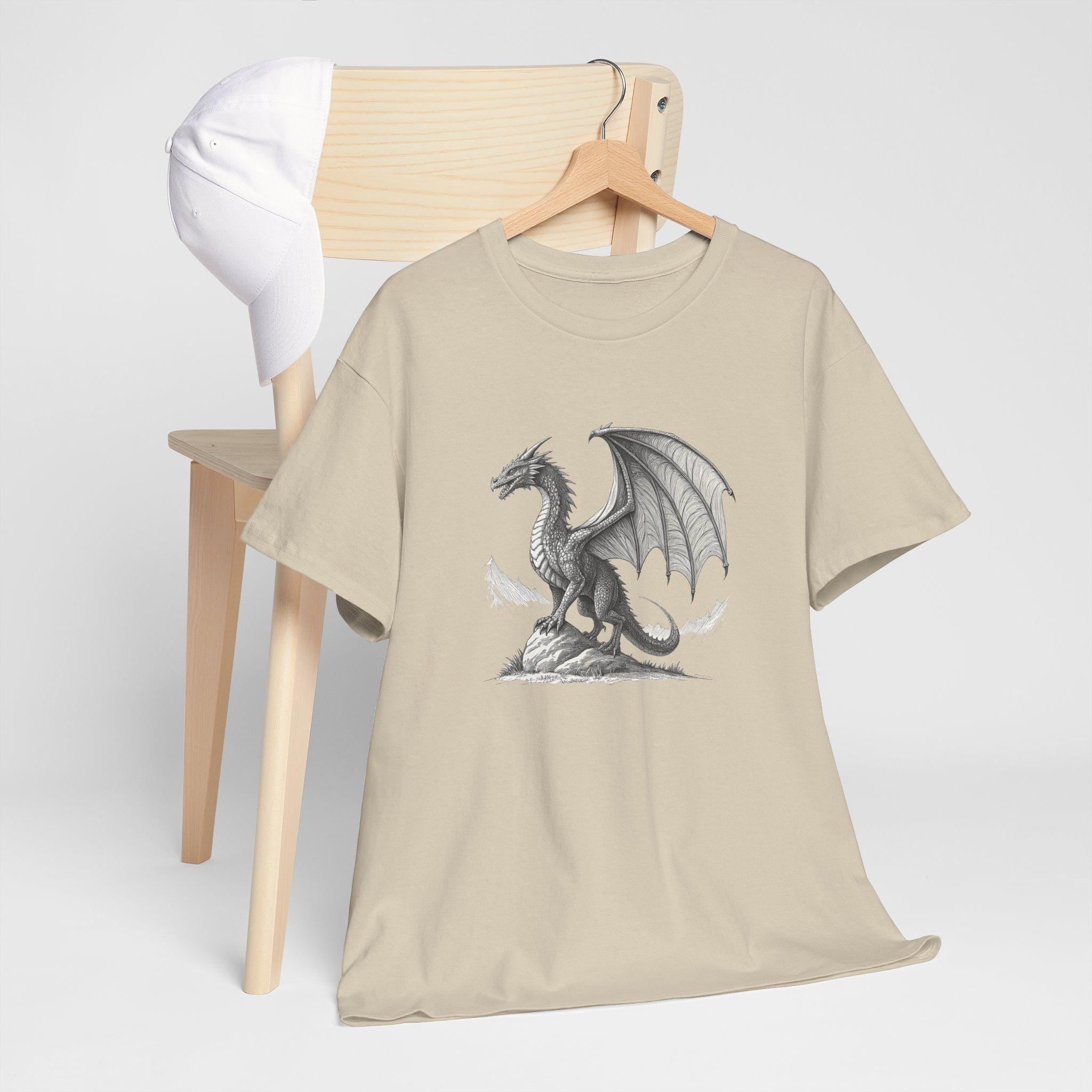 Dragon Cliff Graphic Tee: Unisex Cotton Fantasy T-Shirt