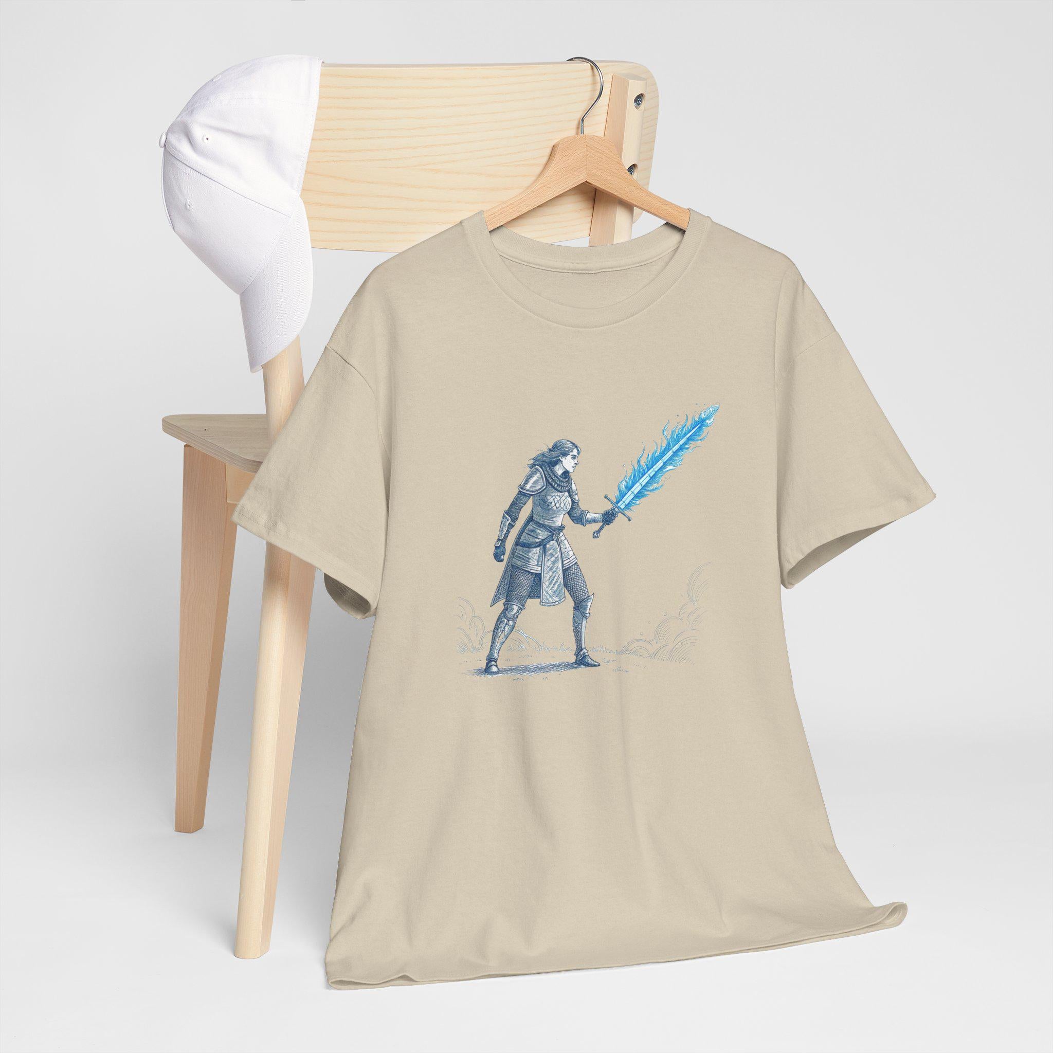 Female Knight T-Shirt: Medieval Sword Fantasy Graphic Tee
