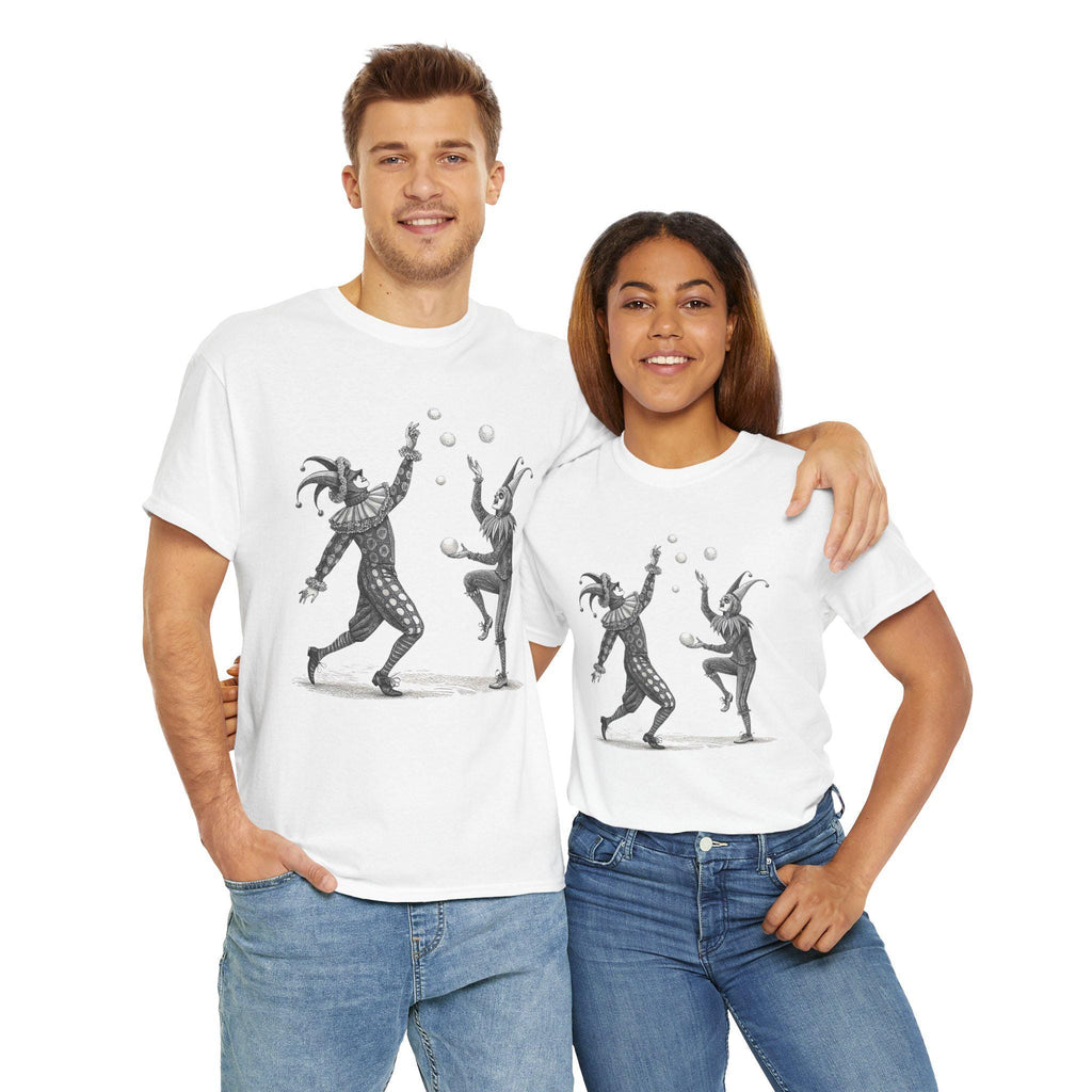 Juggling Jesters Gothic Tee: Medieval Castlecore Graphic T-Shirt