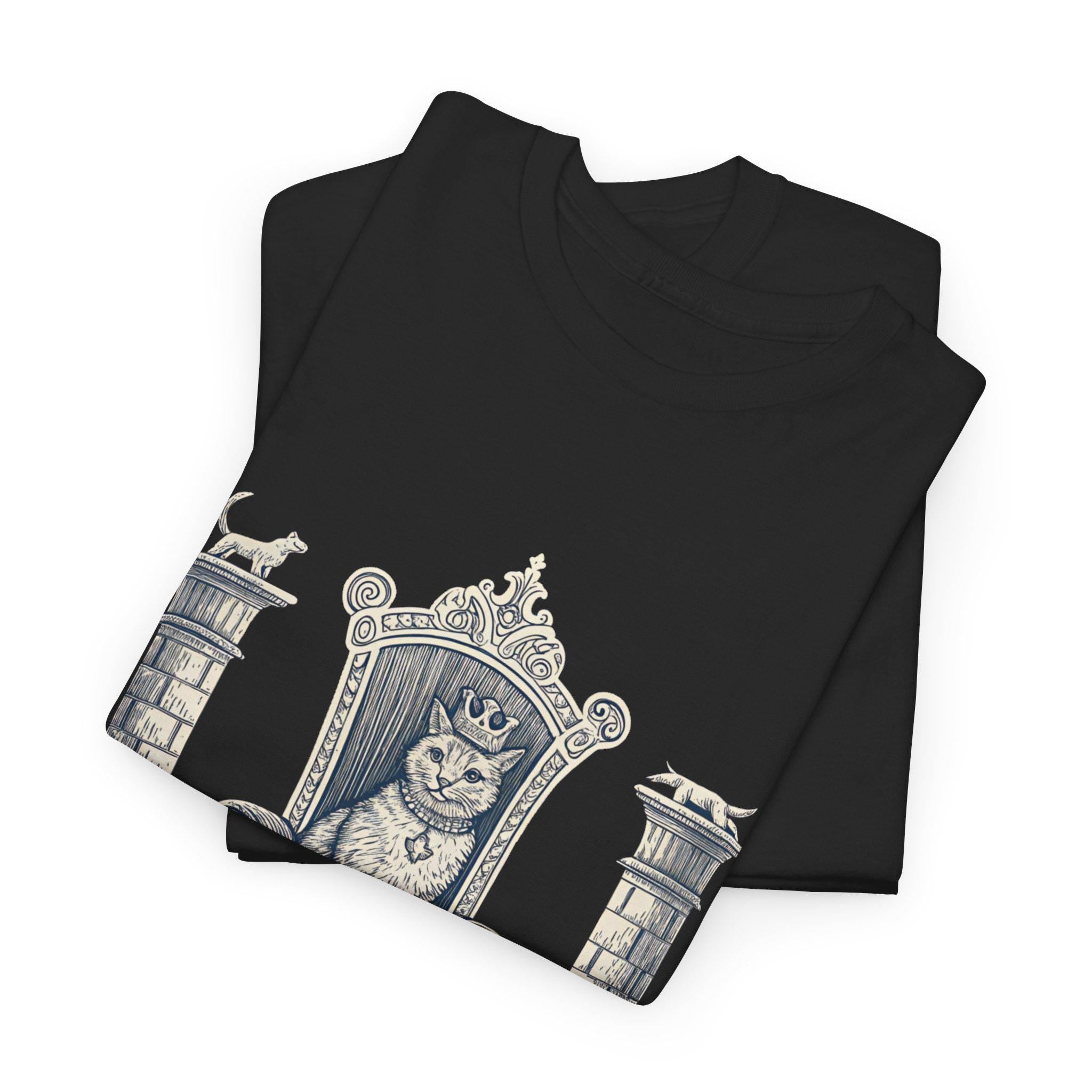 Cat Royalty Graphic Tee: King of Dogs Medieval Fantasy Shirt