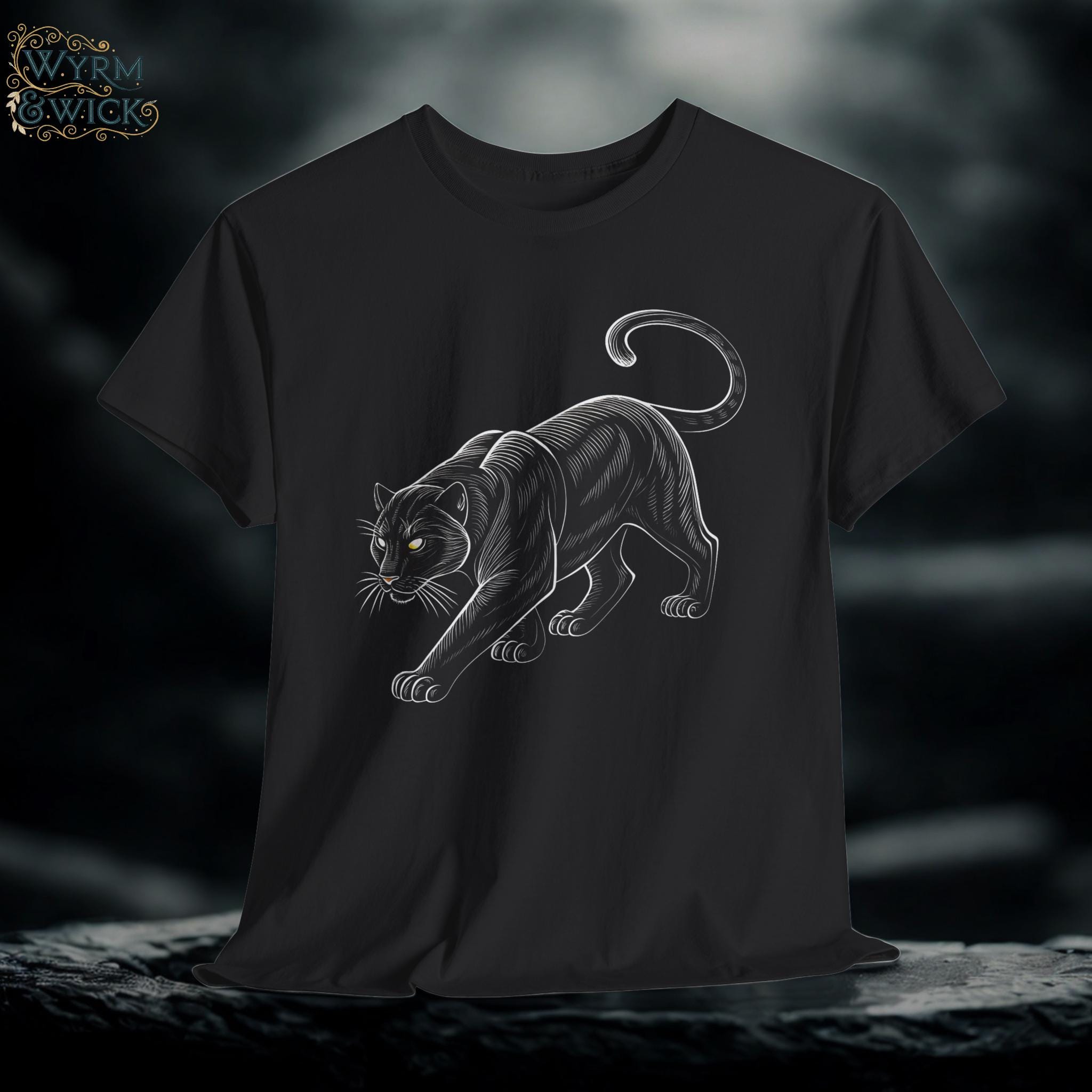 Mystical Black Panther Graphic Tee: Fantasy Print Unisex T-Shirt