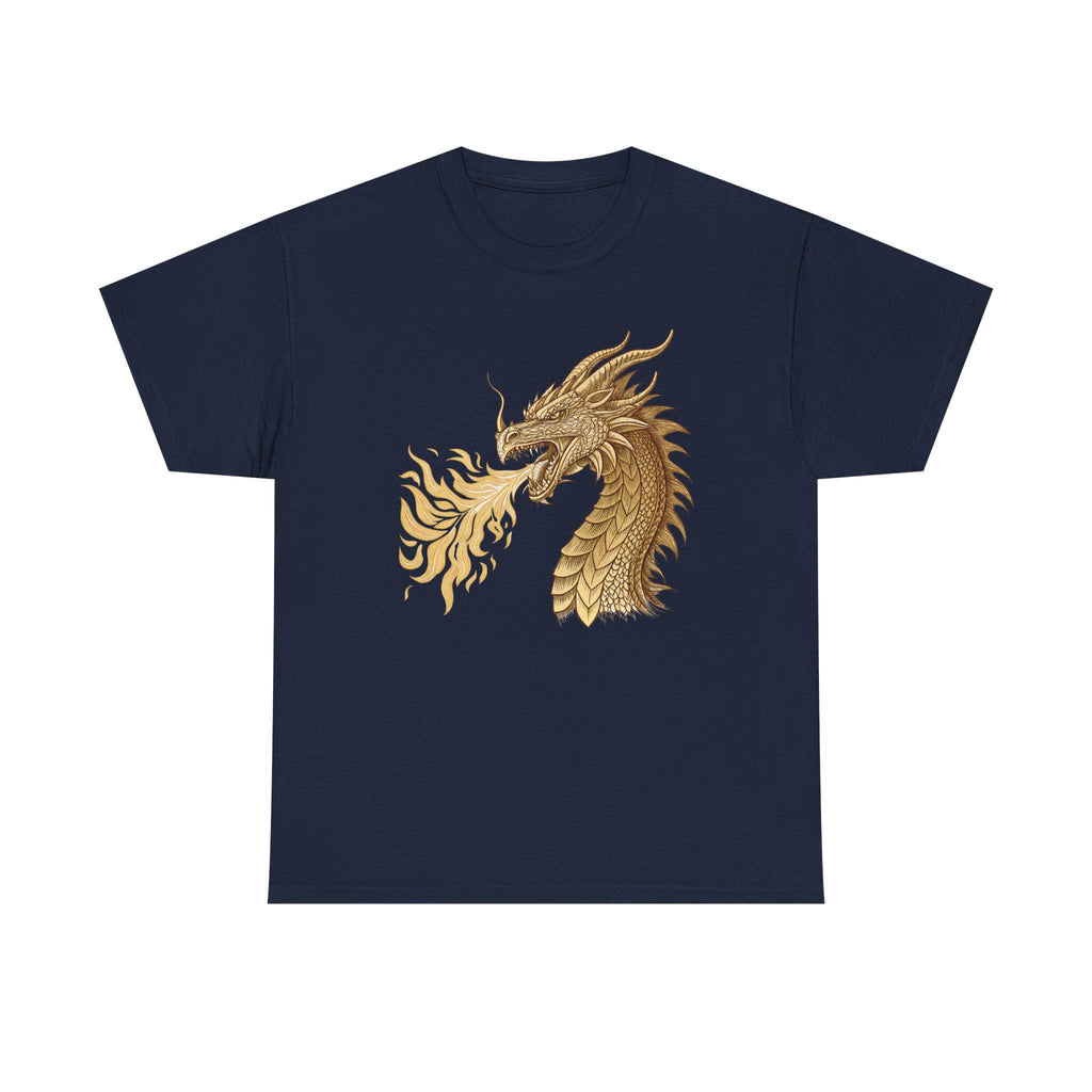 Golden Dragon Head Graphic Tee: Medieval Gothic Fantasy Shirt