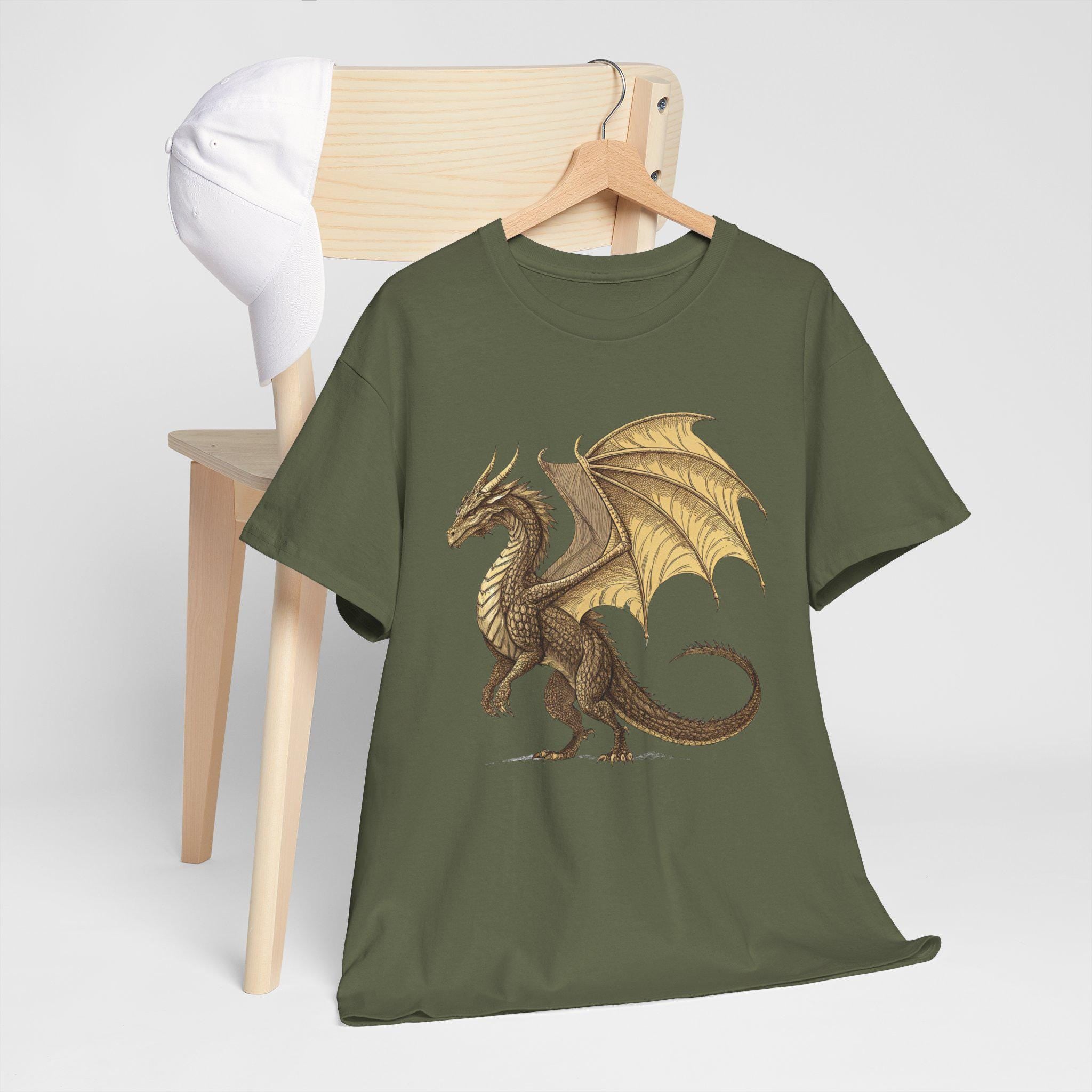 Golden Dragon Graphic Tee: Medieval Fantasy Shirt