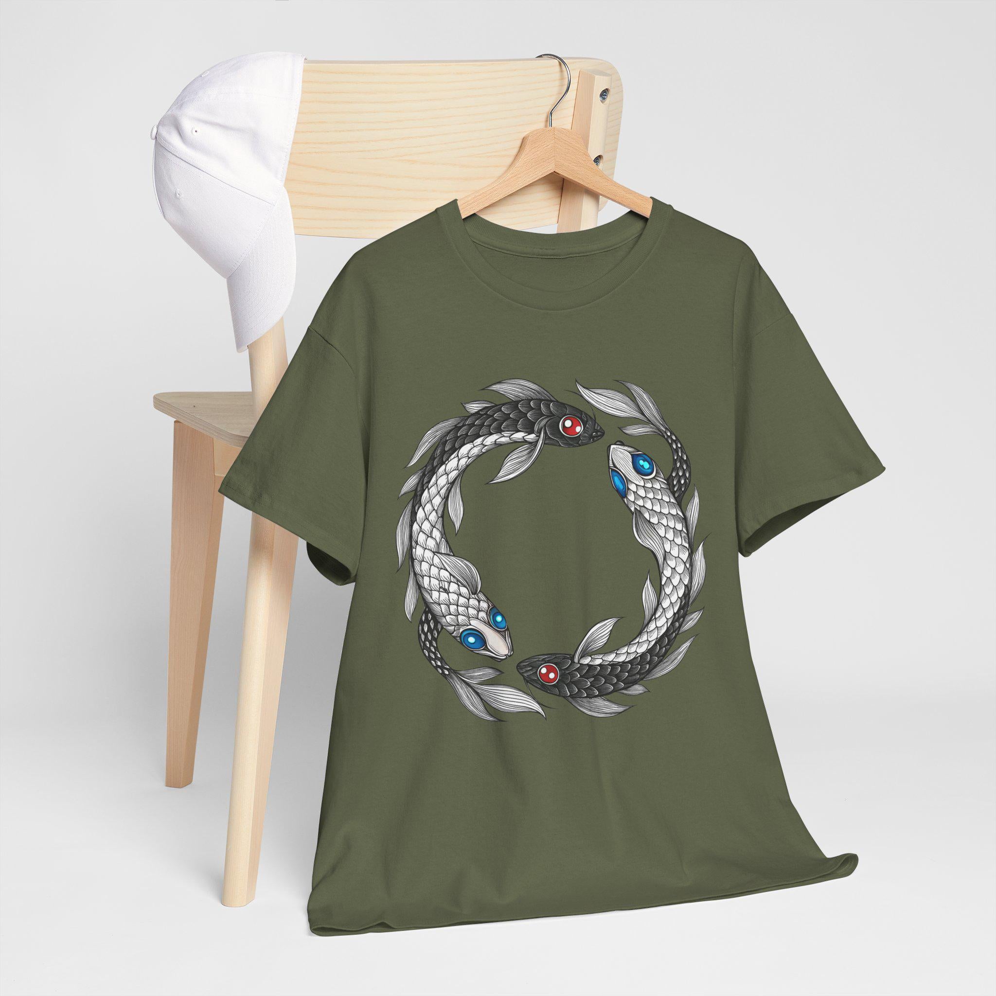 Mythical Koi Fish Graphic Tee: Hand-Drawn Sea Serpent Unisex T-Shirt