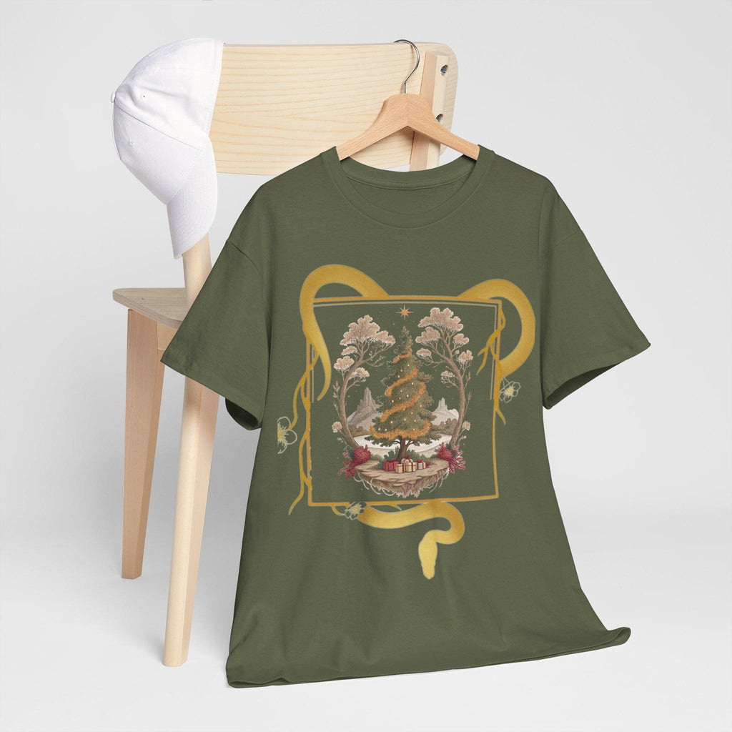Yggdrasil Christmas Tree with World Serpent T-Shirt | Fantasy Norse Graphic Tee