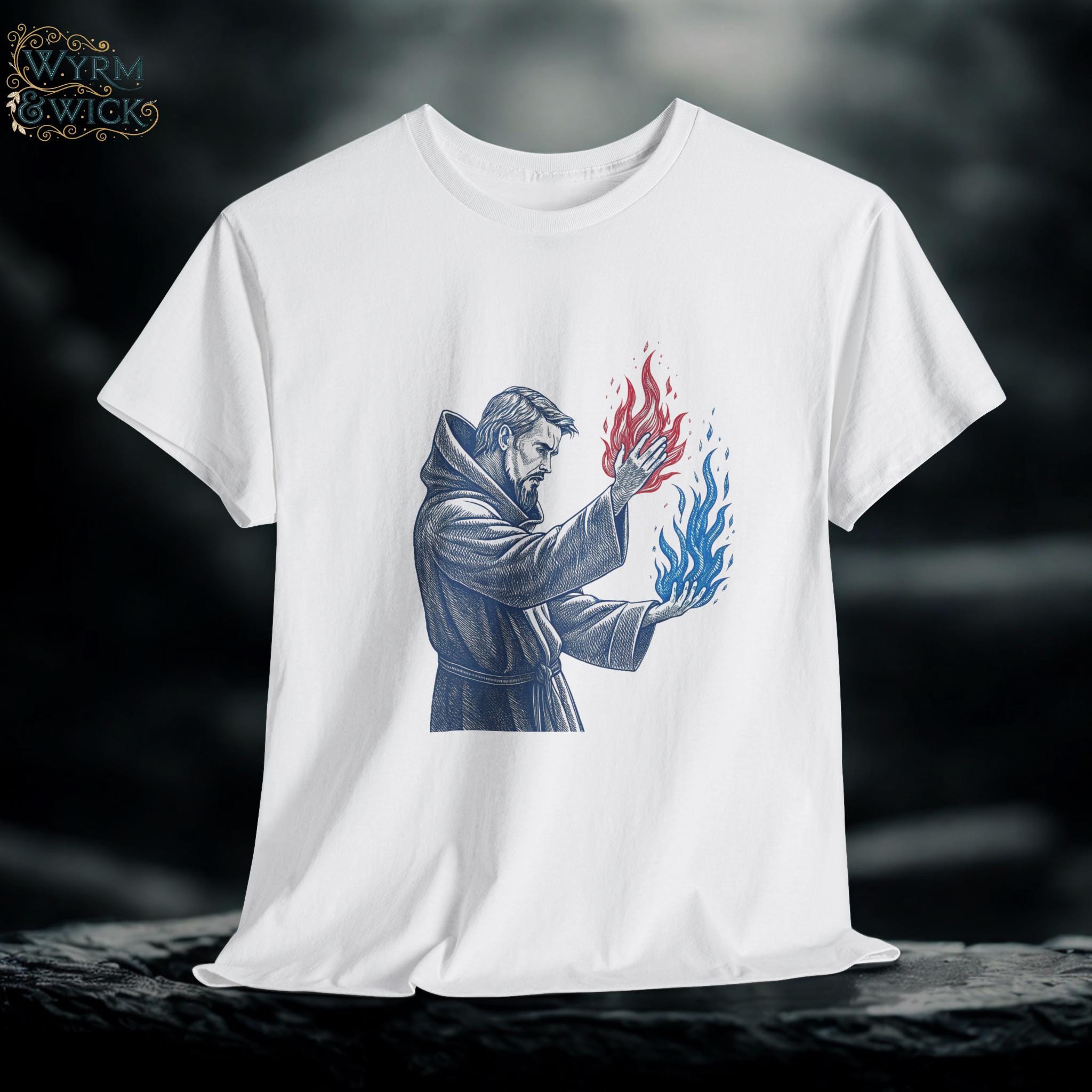 Elemental Wizard Graphic Tee: Fantasy Medieval Unisex Shirt